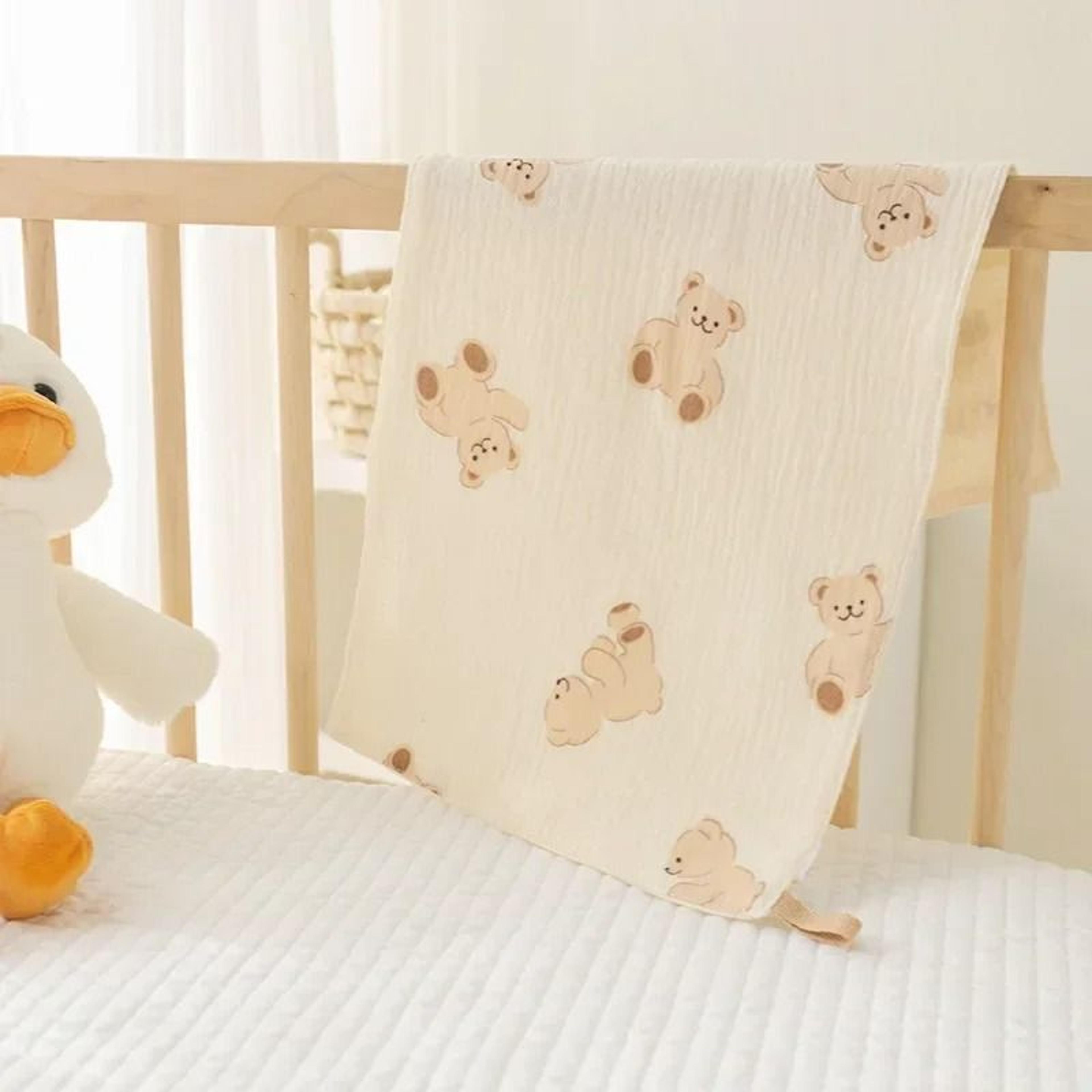 Soft Cotton Baby Face Towel Muslin Bear Newborn Burp Cloth Washcloth 3