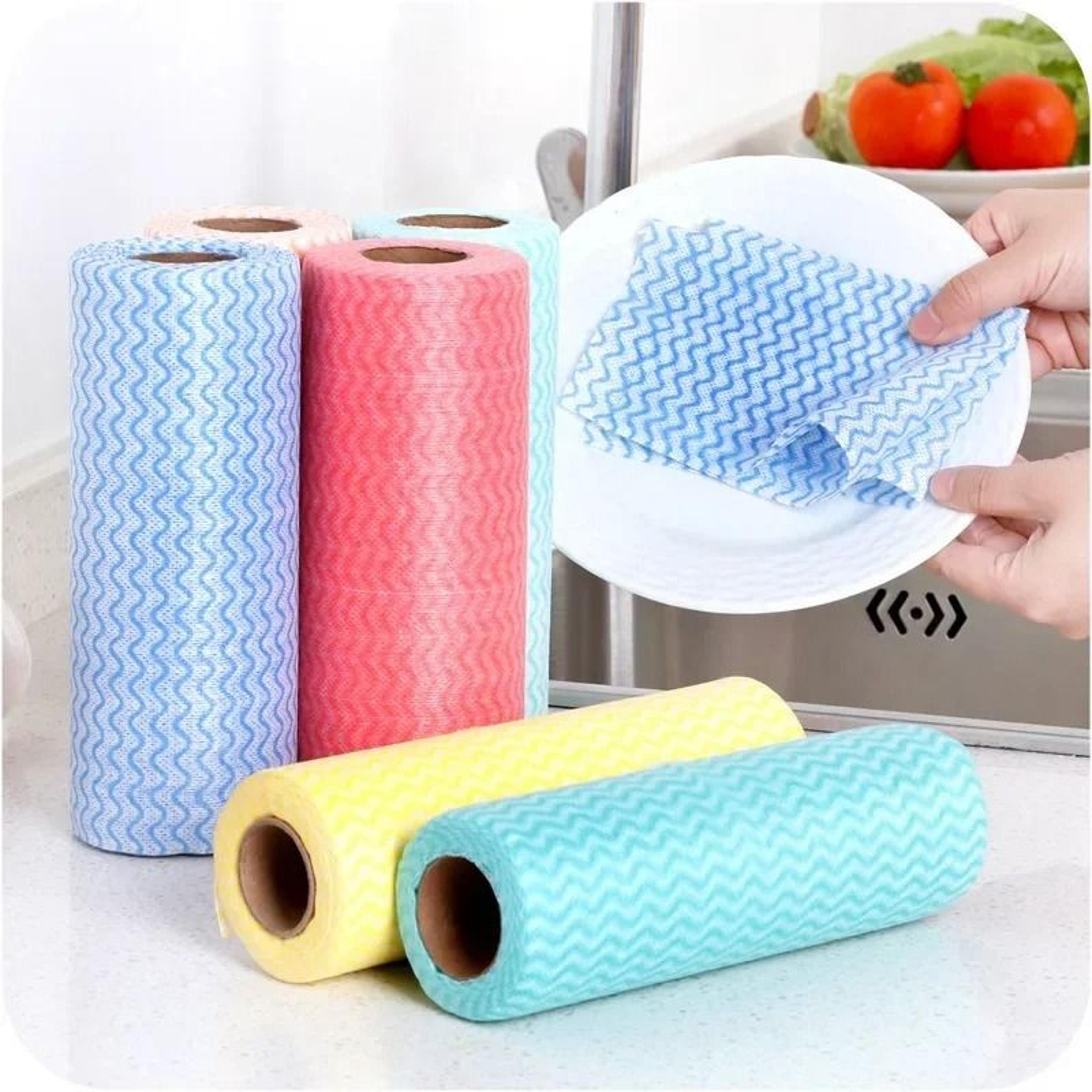 50 pcs roll disposable kitchen cloth tear off dishcloth roll non woven cleaning towels