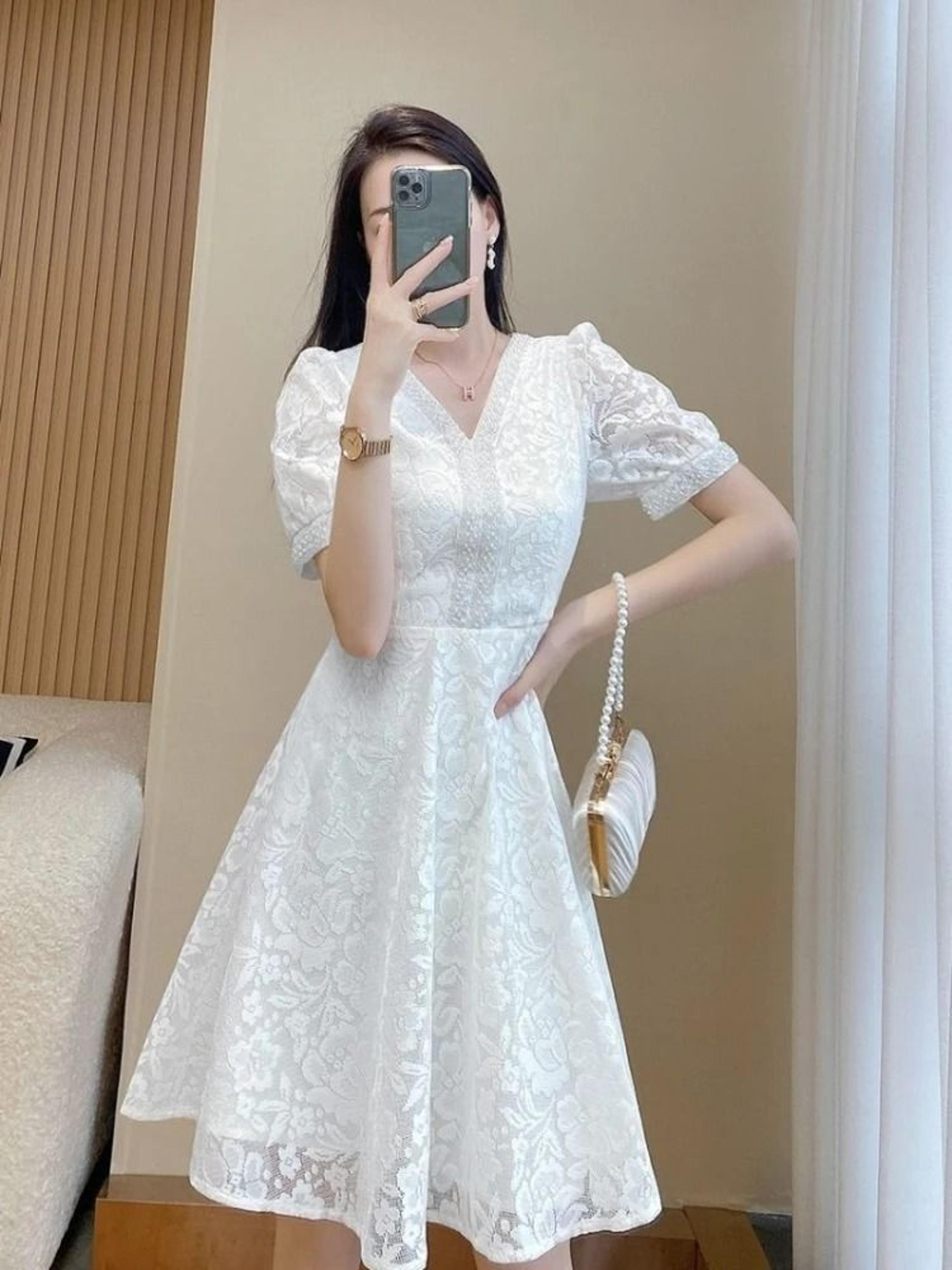 Elegant White Midi Dress Womens Formal Occasion Dress Luxury Birthday Party Dress 3