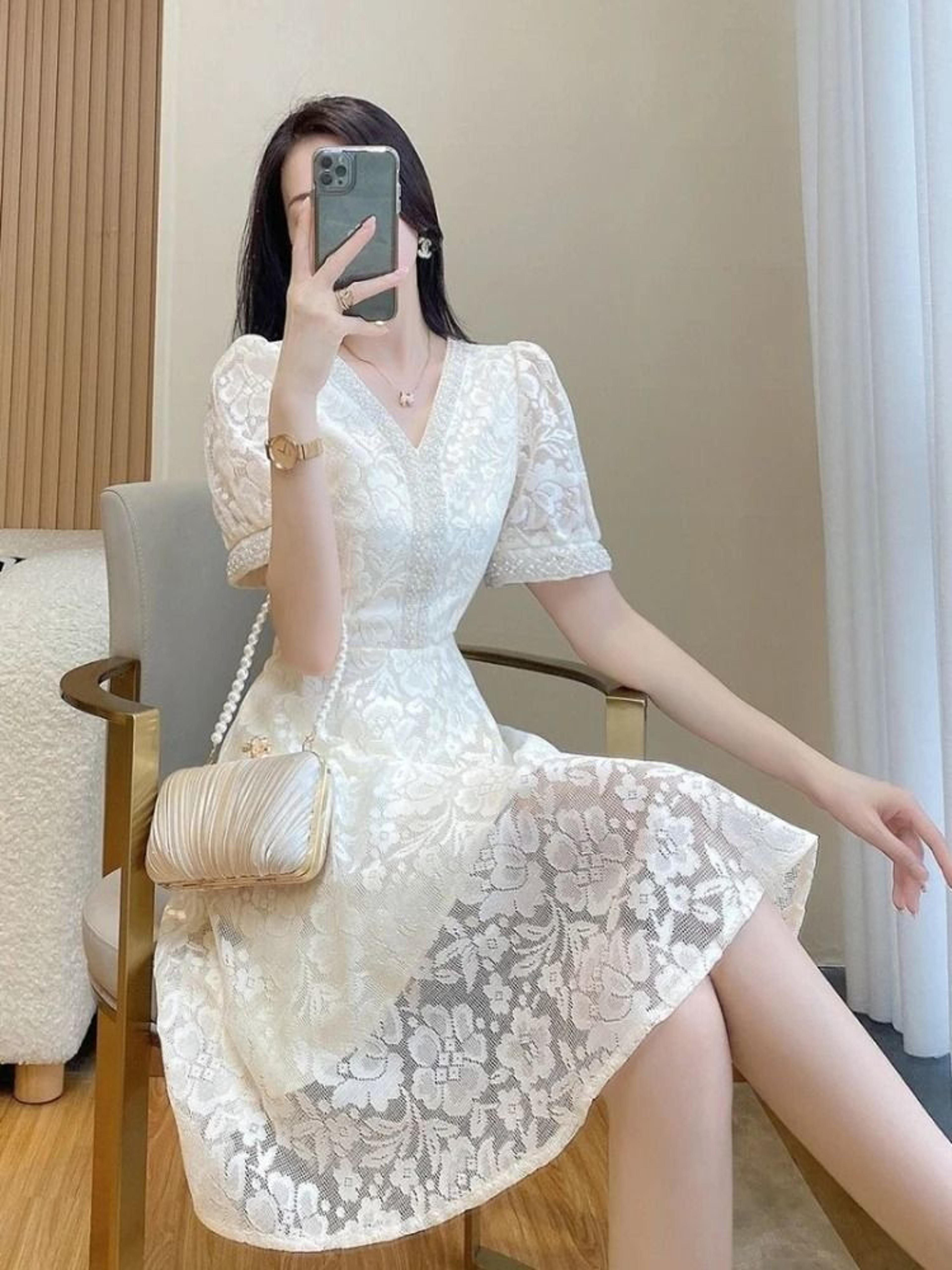 Elegant White Midi Dress Womens Formal Occasion Dress Luxury Birthday Party Dress 4