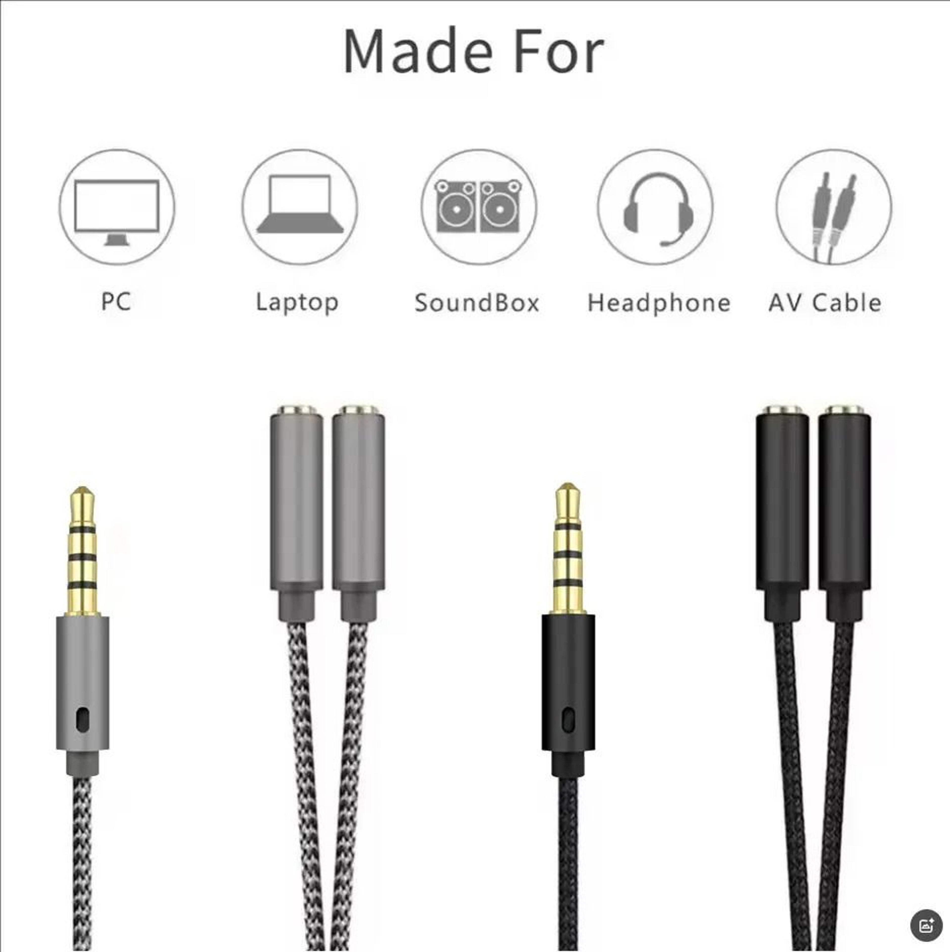 35mm Headset Splitter Audio Y Cable Headphone Mic Adapter For PC And Mobile 7