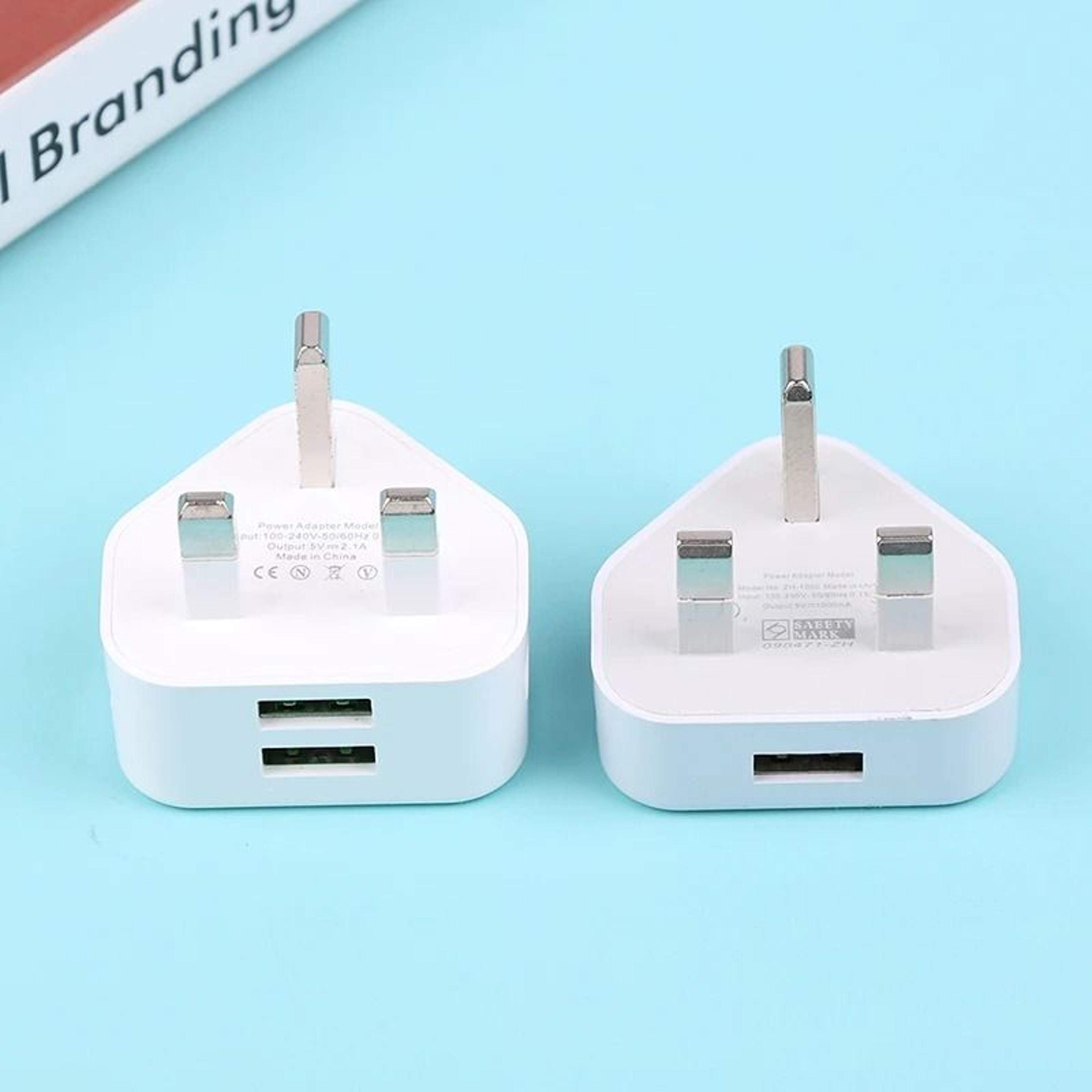 UK Plug USB Charger Dual Port 3 Pin Wall Adapter Universal Charging Plug 7