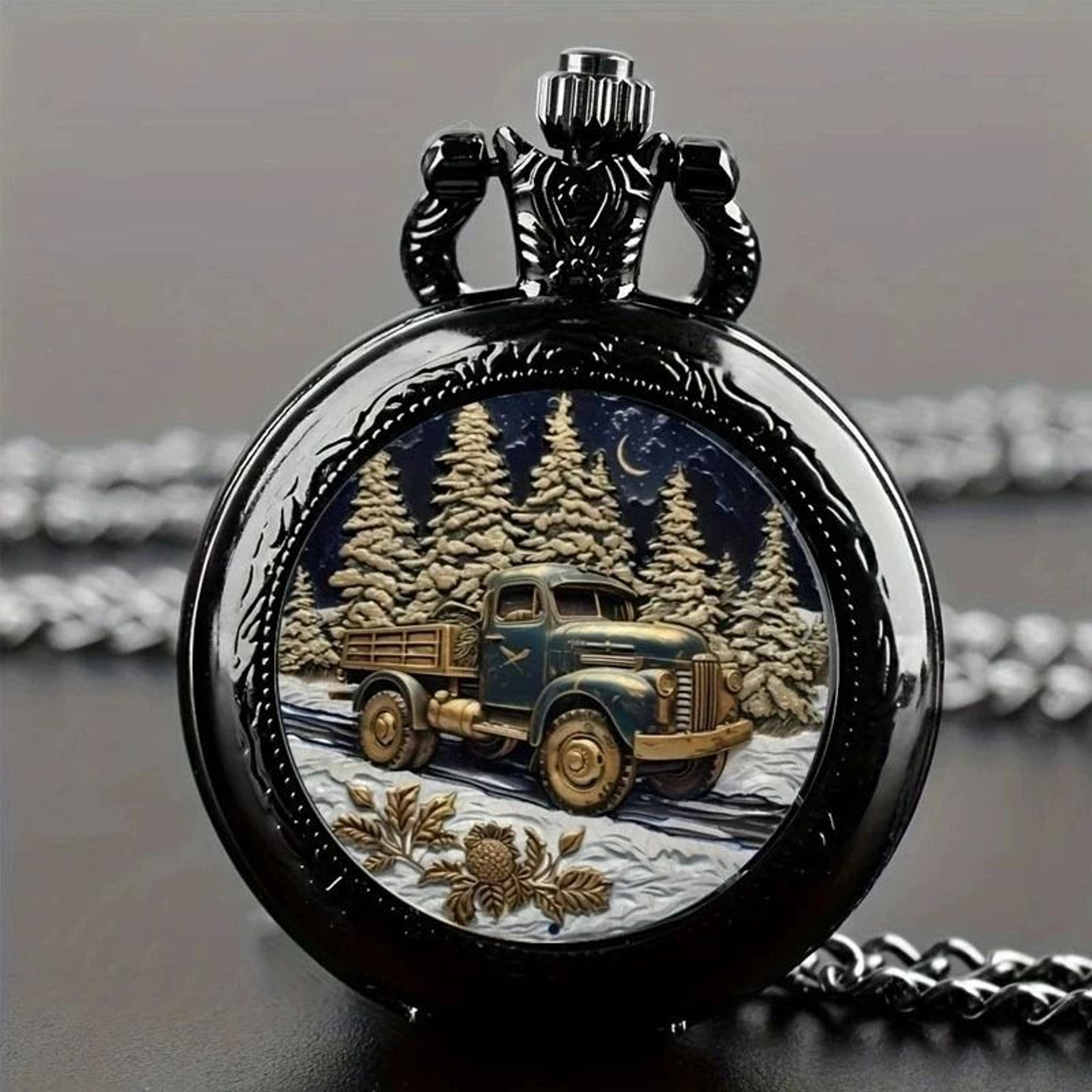 Retro Dragon Pocket Watch Quartz Vintage Antique Style Pendant Watch 1