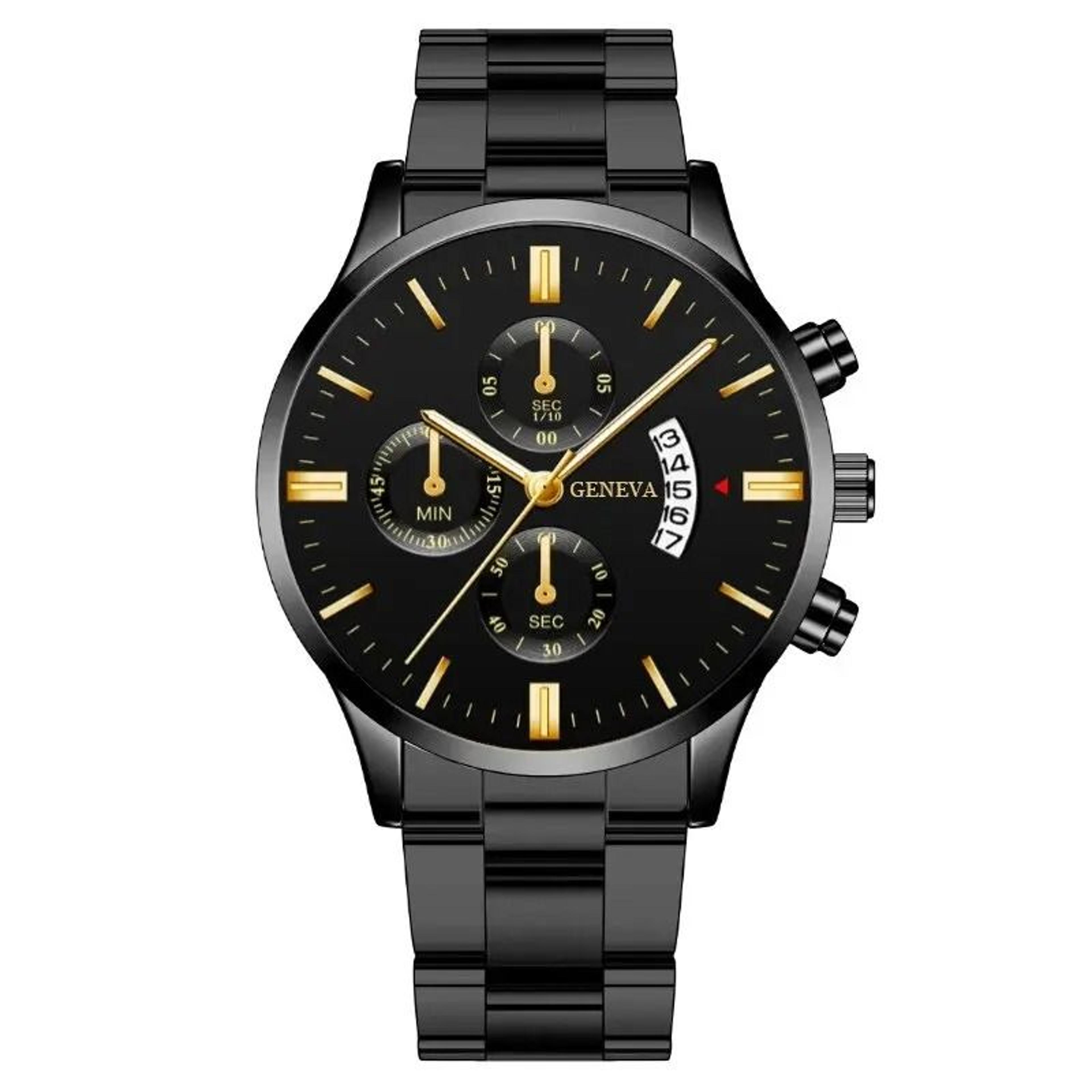 Mens Luxury Watch Stainless Steel Wrist Watch Quartz Business Calendar Silver 3