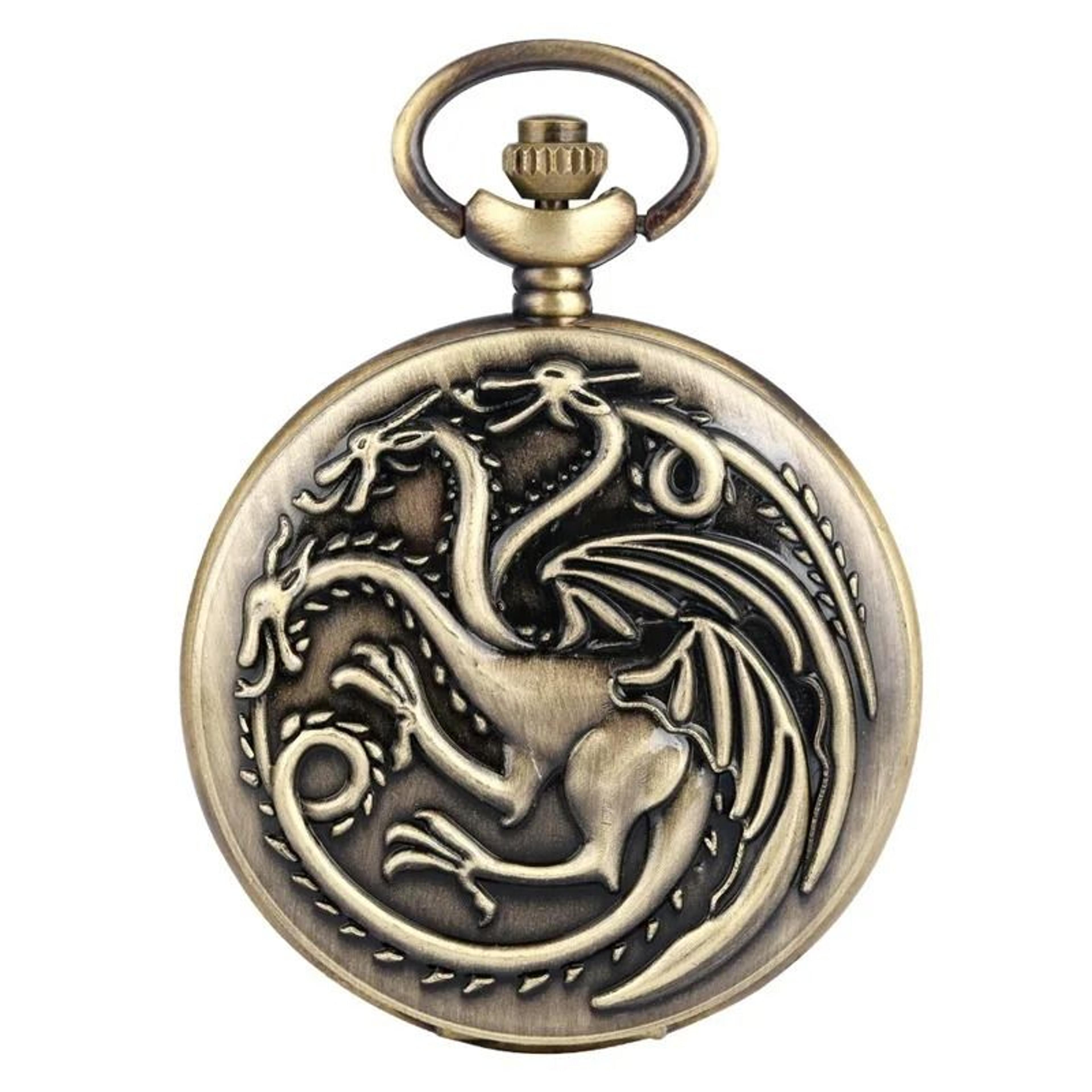 vintage dragon pocket watch bronze quartz fantasy necklace timepiece