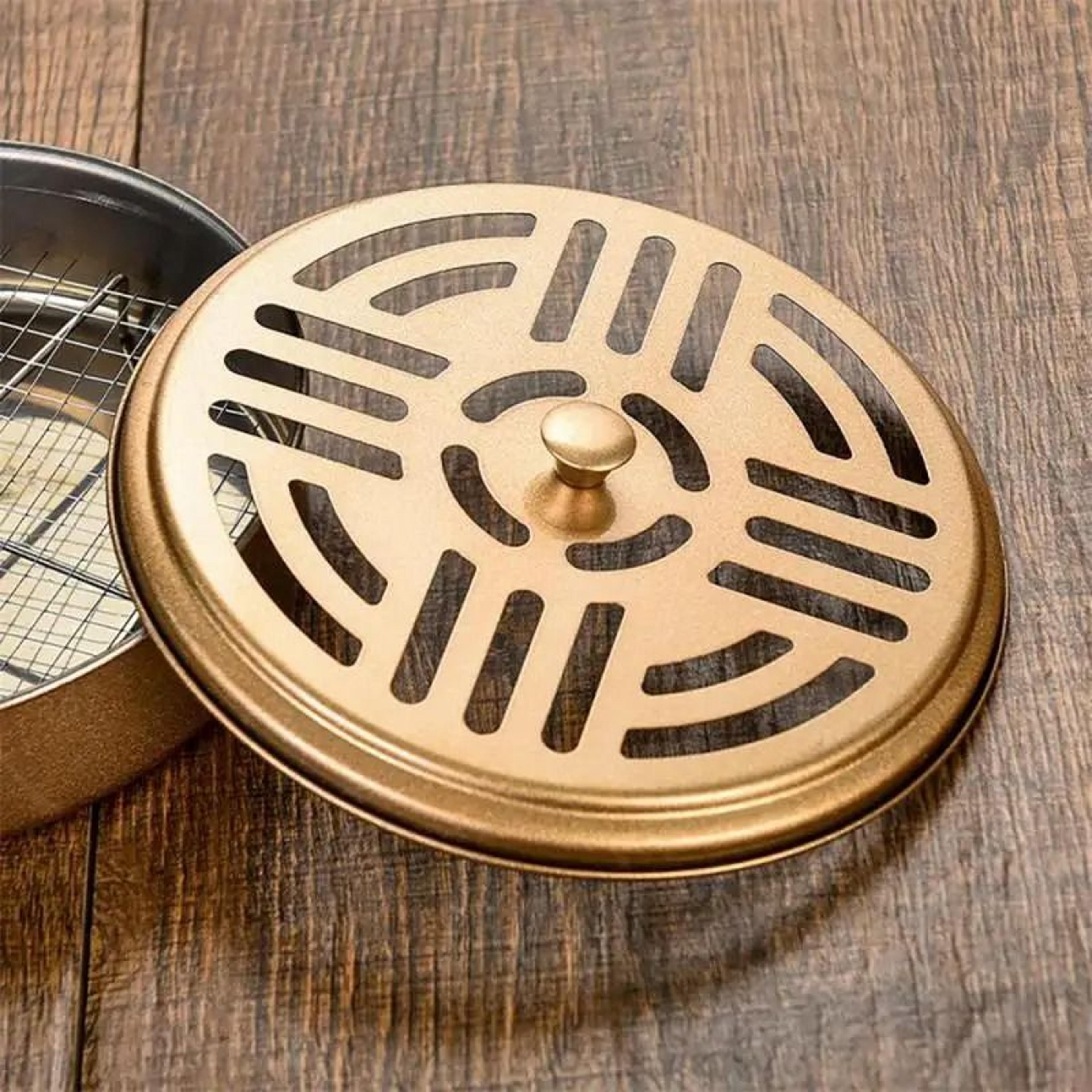 Stainless Steel Mosquito Coil Holder Tray With Spiral Cover Portable Rack 7