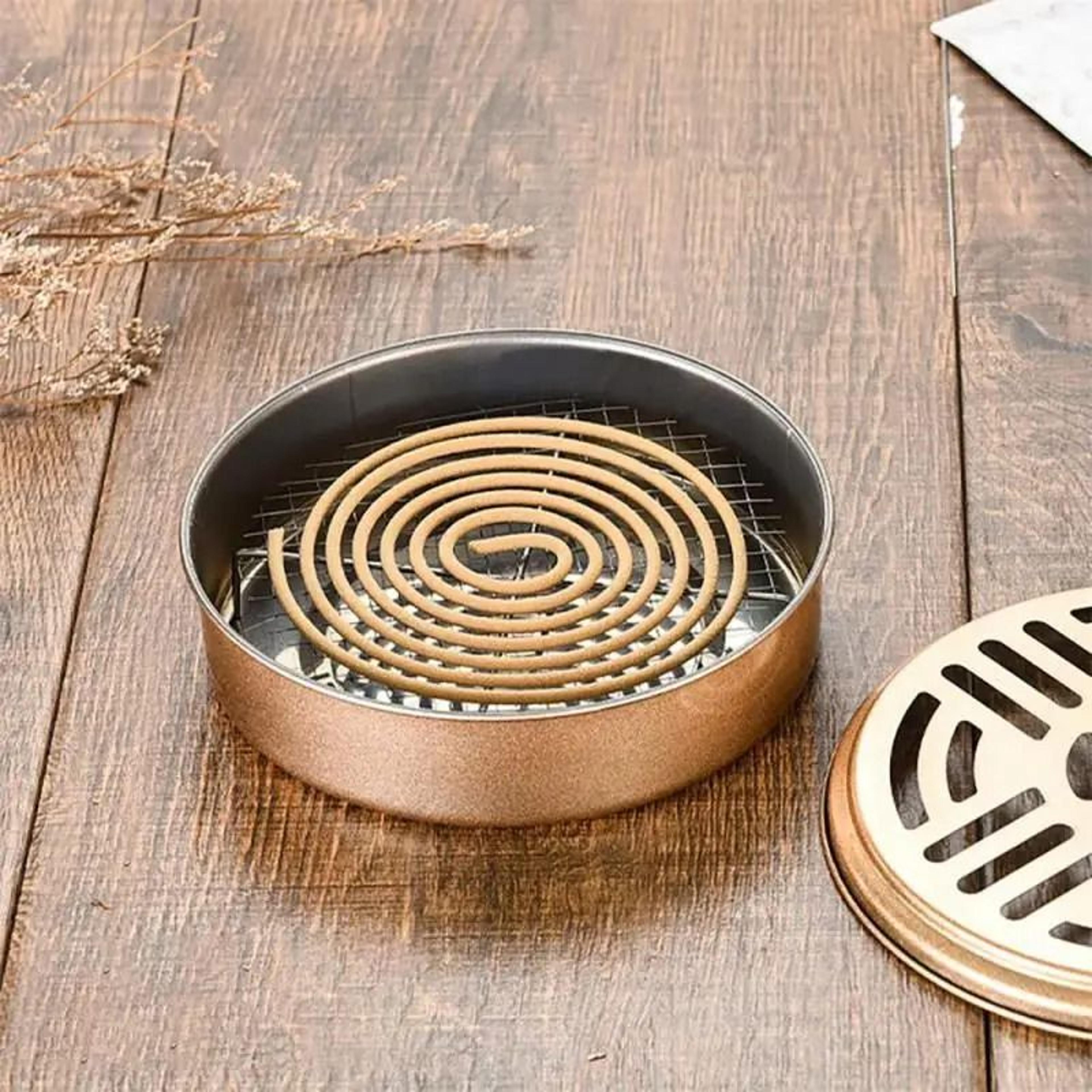 Stainless Steel Mosquito Coil Holder Tray With Spiral Cover Portable Rack 8