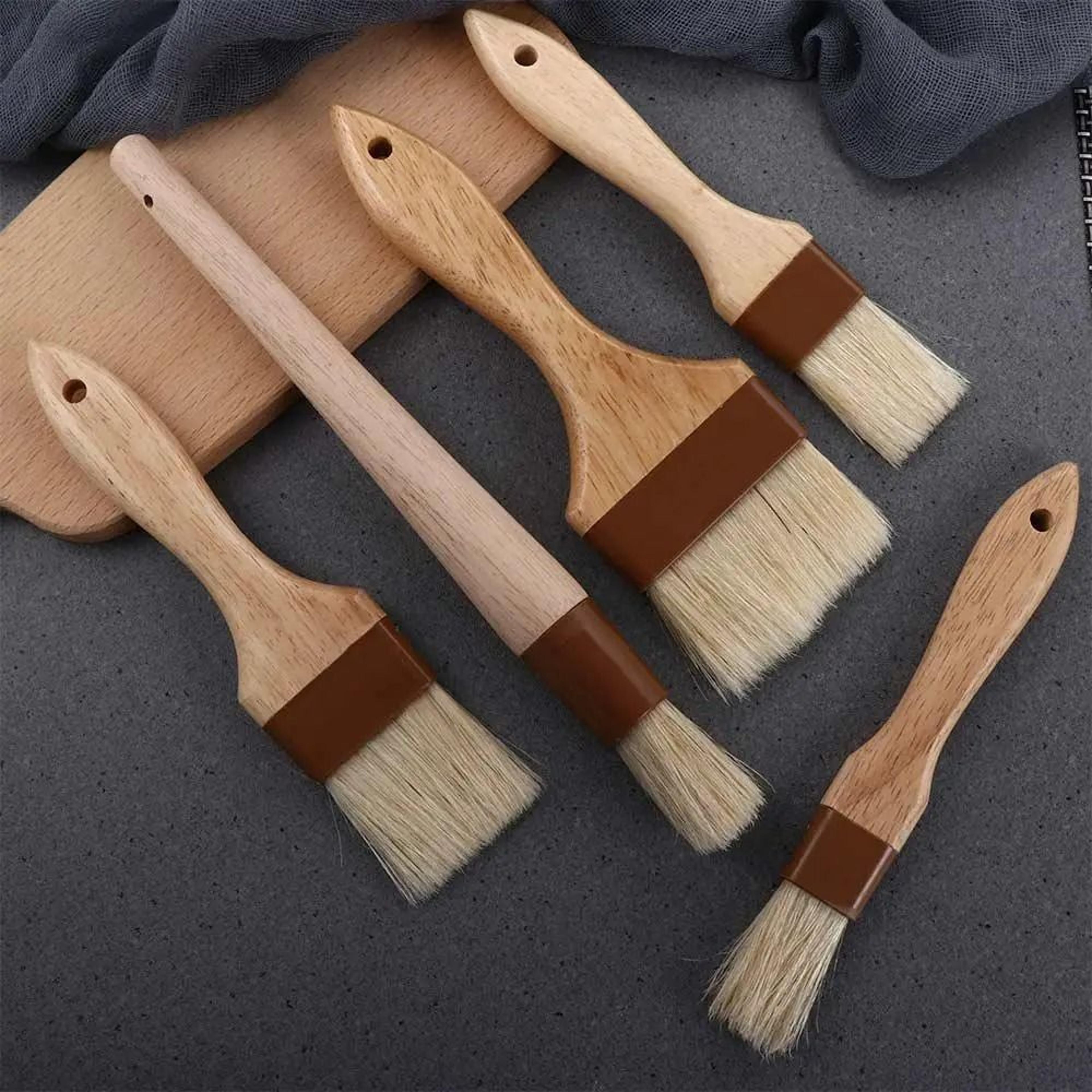 bbq basting brush wooden handle pastry oil brush for cooking and baking