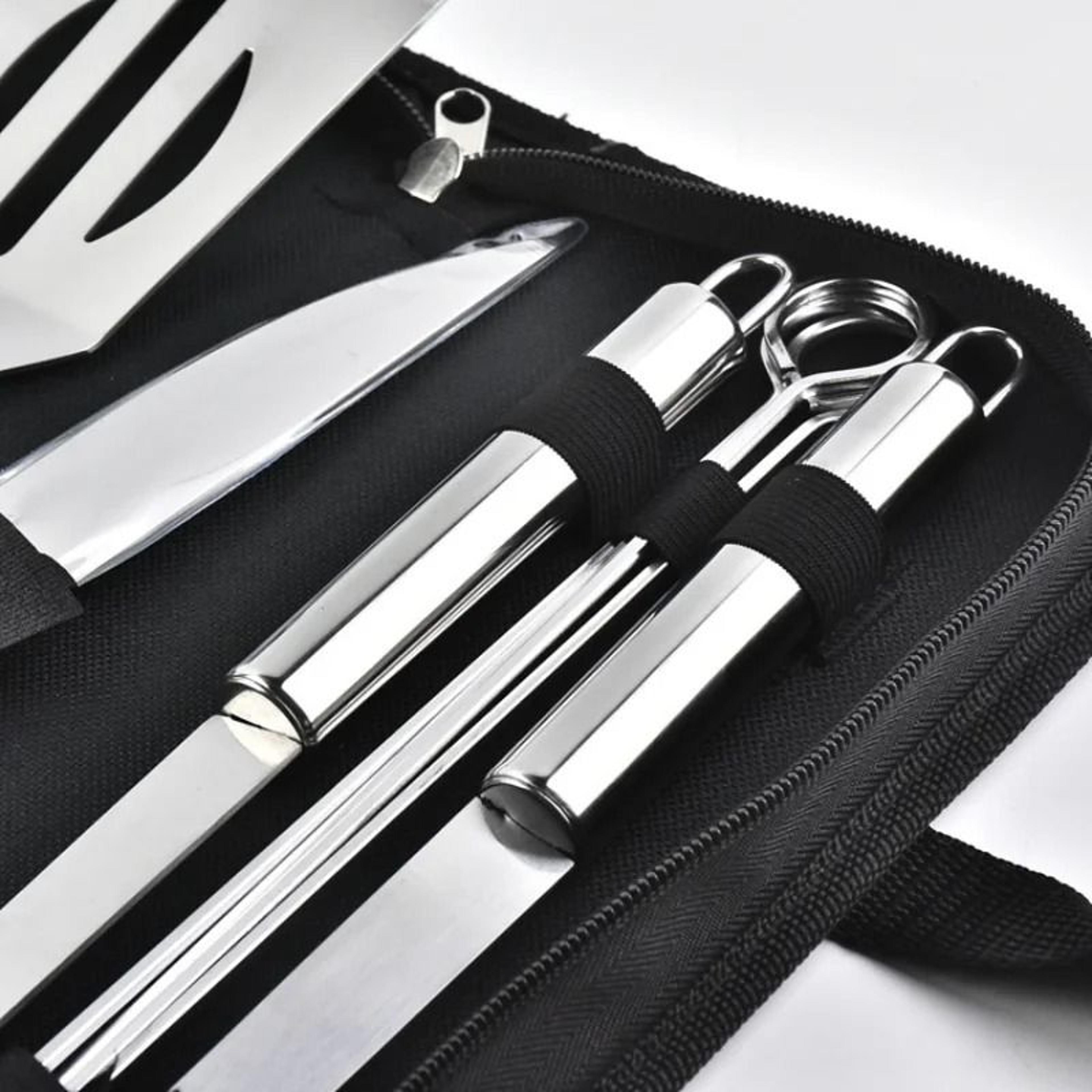 stainless steel bbq grill tool set portable barbecue kit with storage bag complete grill accessories set
