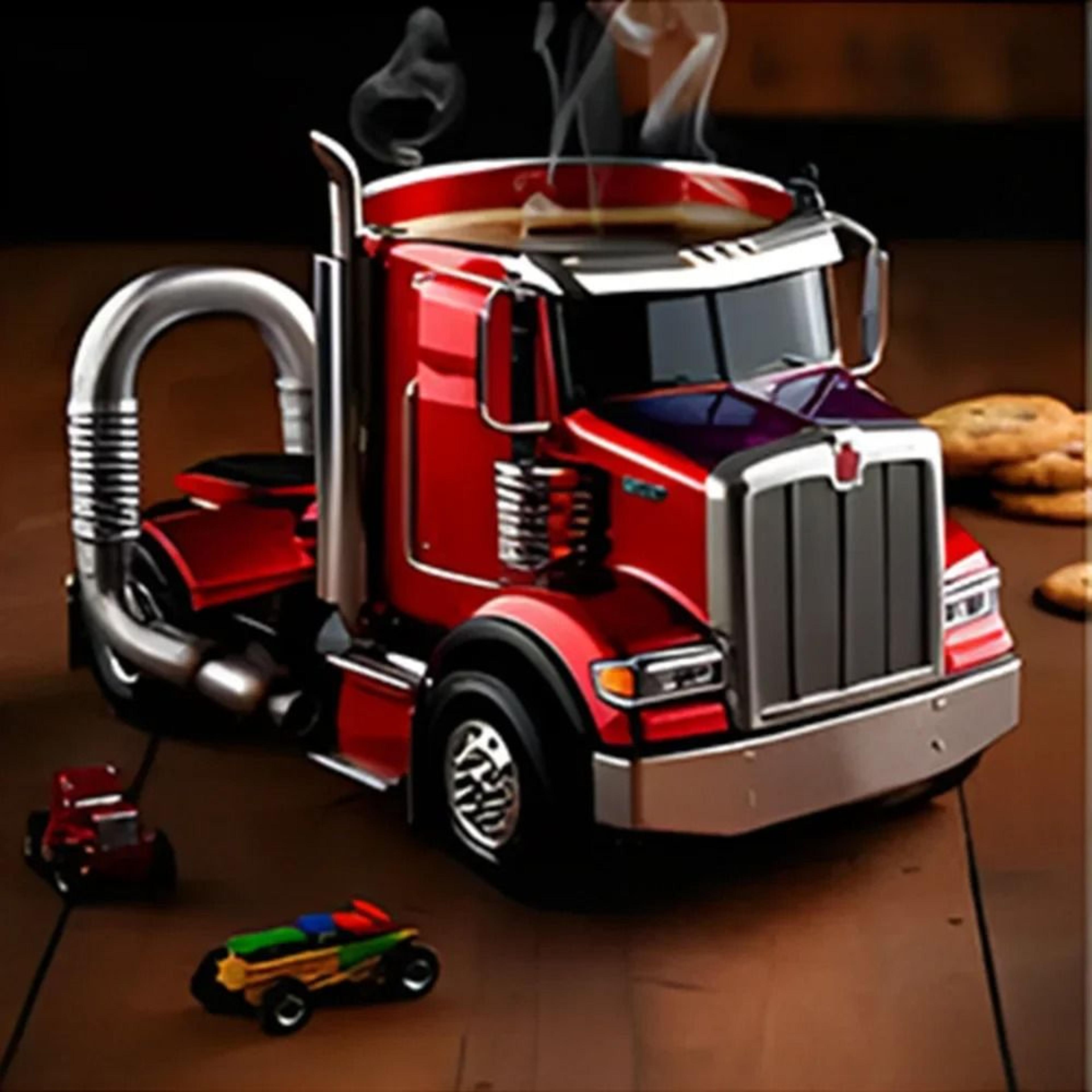 Semi Truck Coffee Mug Handcrafted Novelty Truck Coffee Cup Unique Vehicle Shaped Mug 2