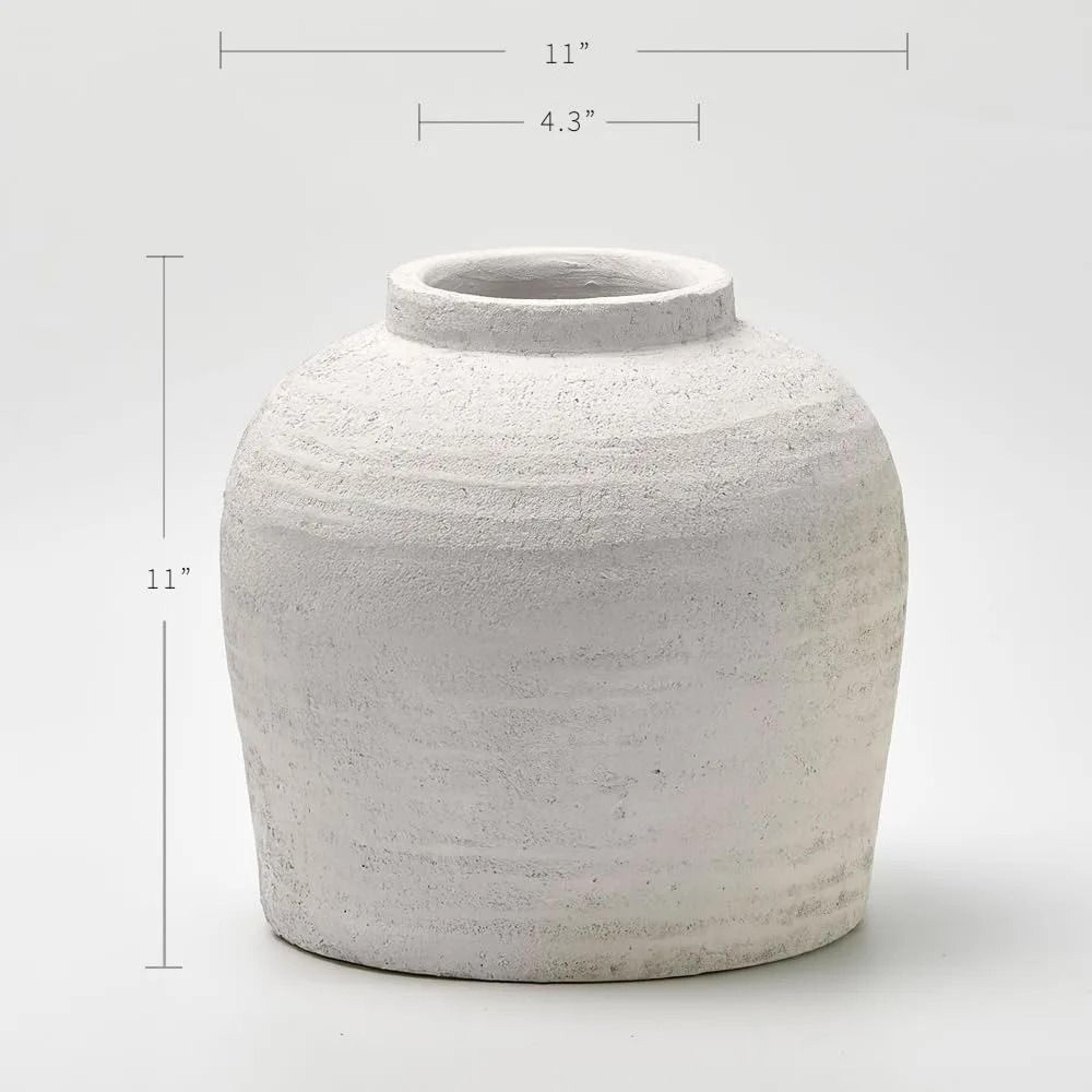 Large White Ceramic Vase Rustic Farmhouse Zen Style Decorative Pottery Floor Vase 1