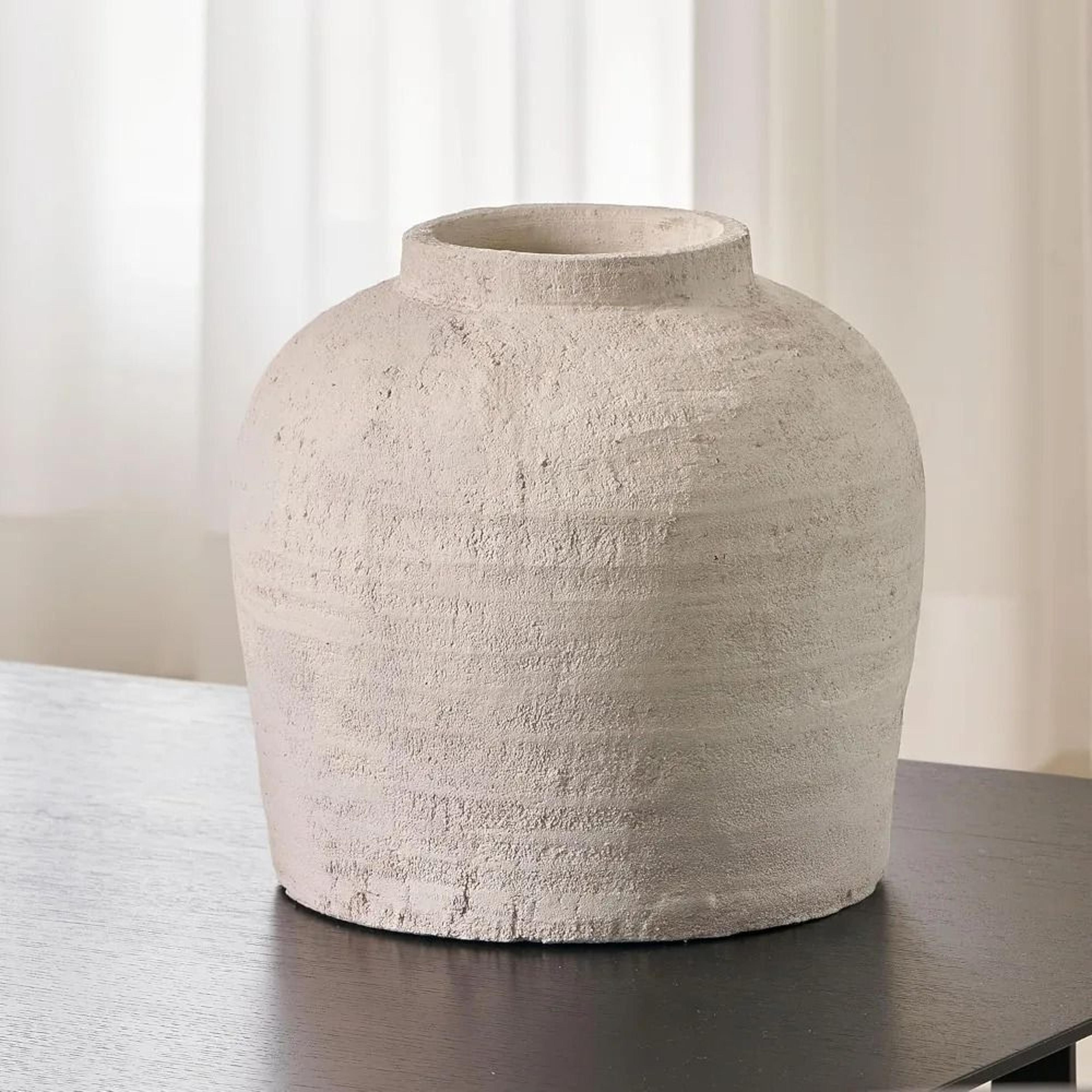 Large White Ceramic Vase Rustic Farmhouse Zen Style Decorative Pottery Floor Vase 6