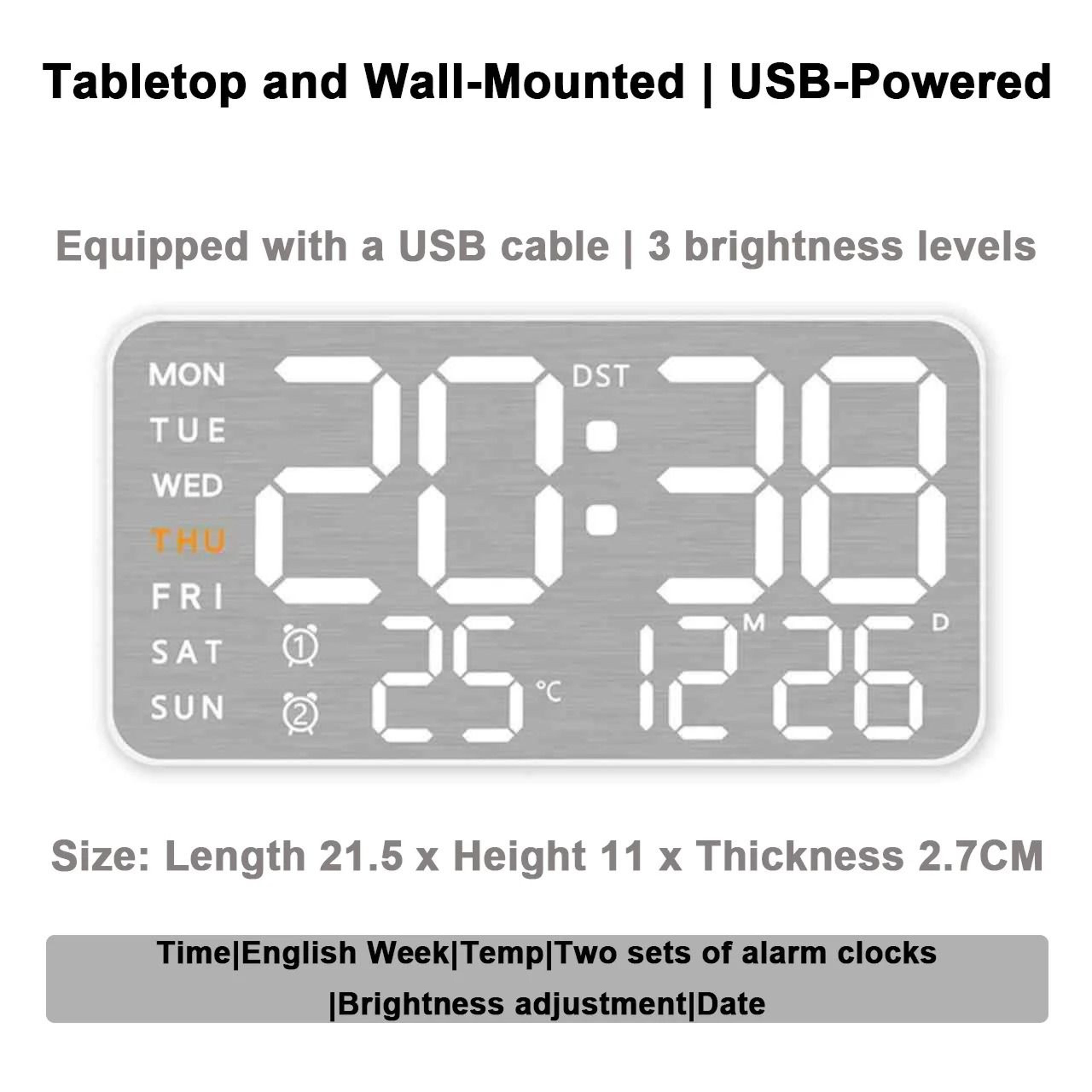 Mirror Wall Clock Silent Modern Design With Temperature Display 4