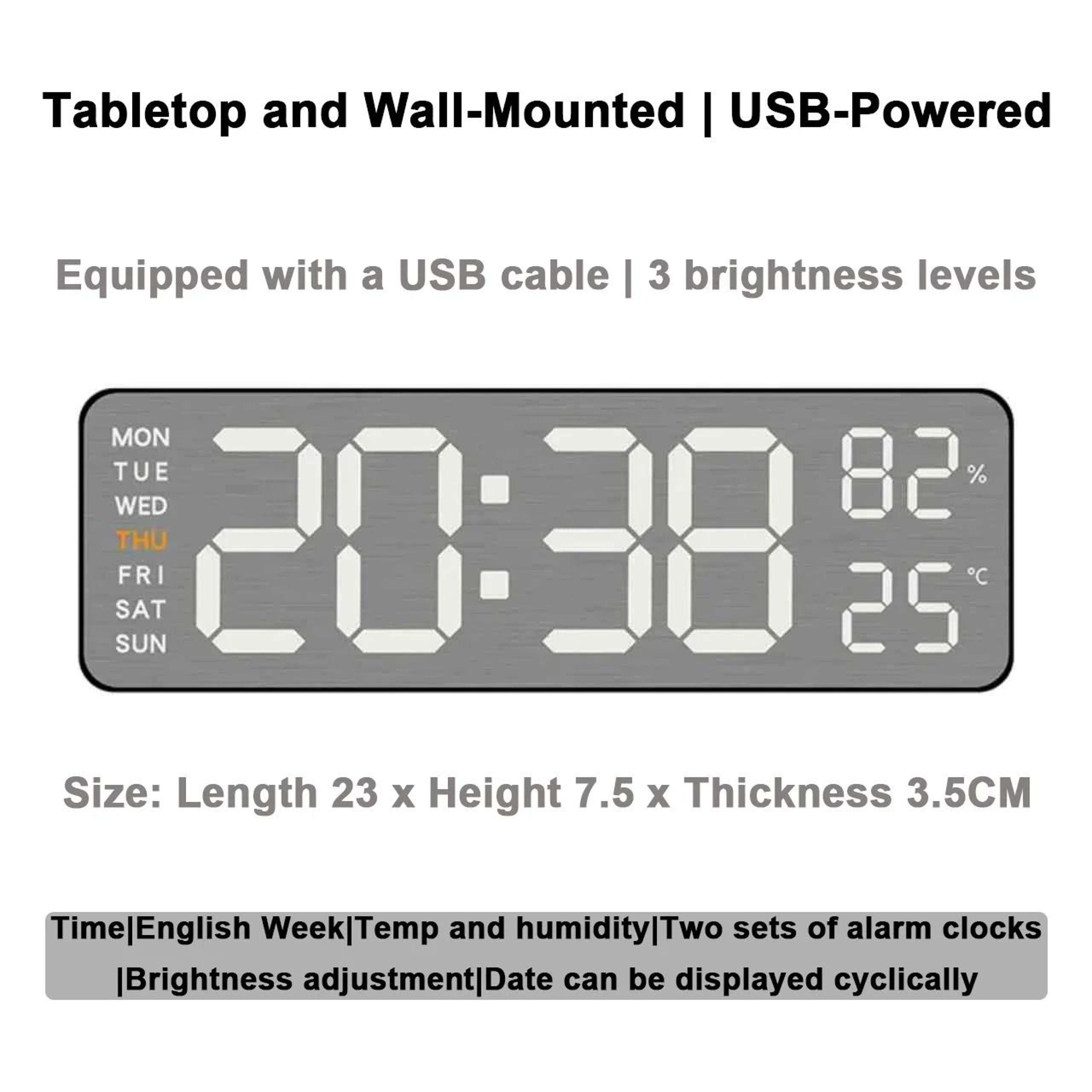 Mirror Wall Clock Silent Modern Design With Temperature Display 1