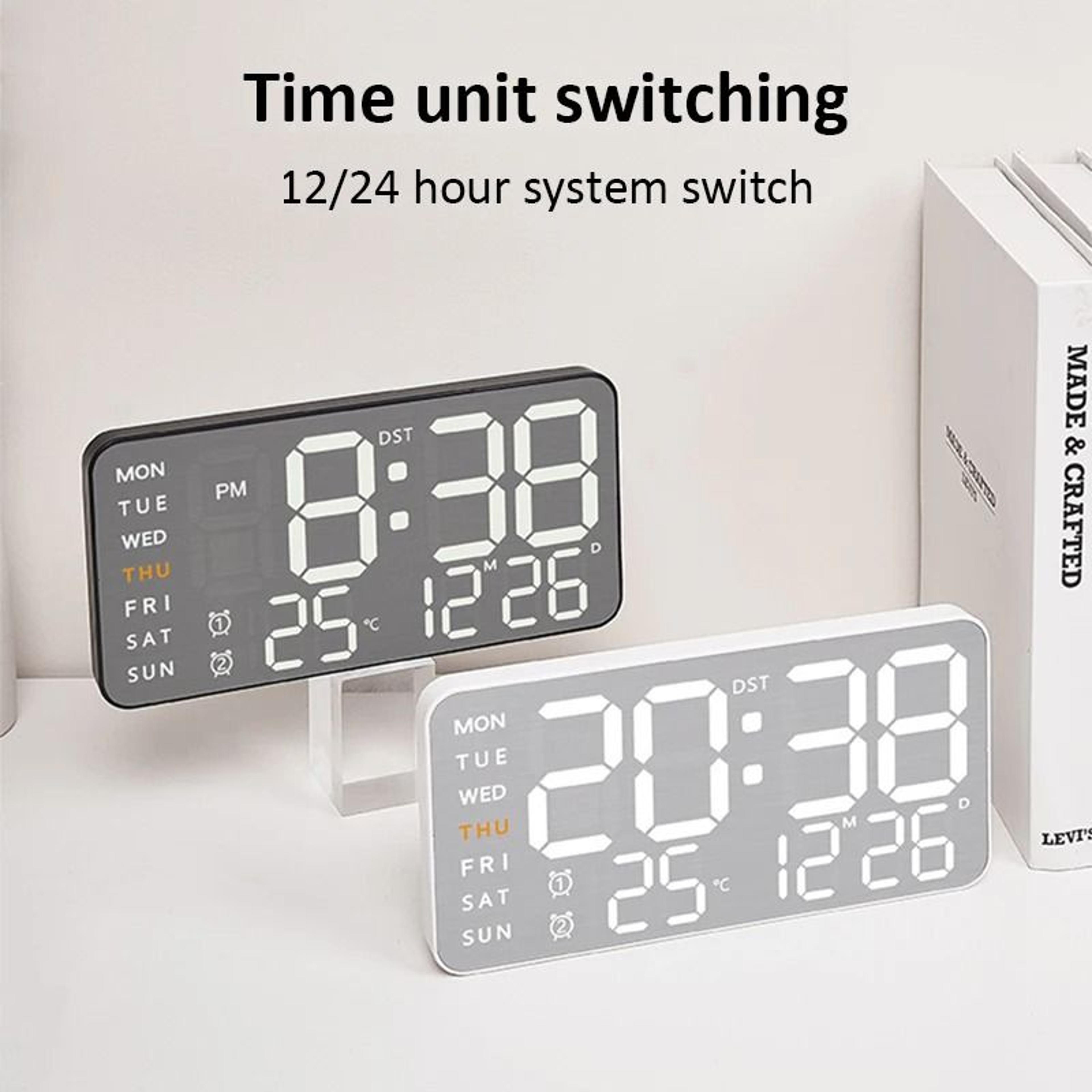 Mirror Wall Clock Silent Modern Design With Temperature Display 7