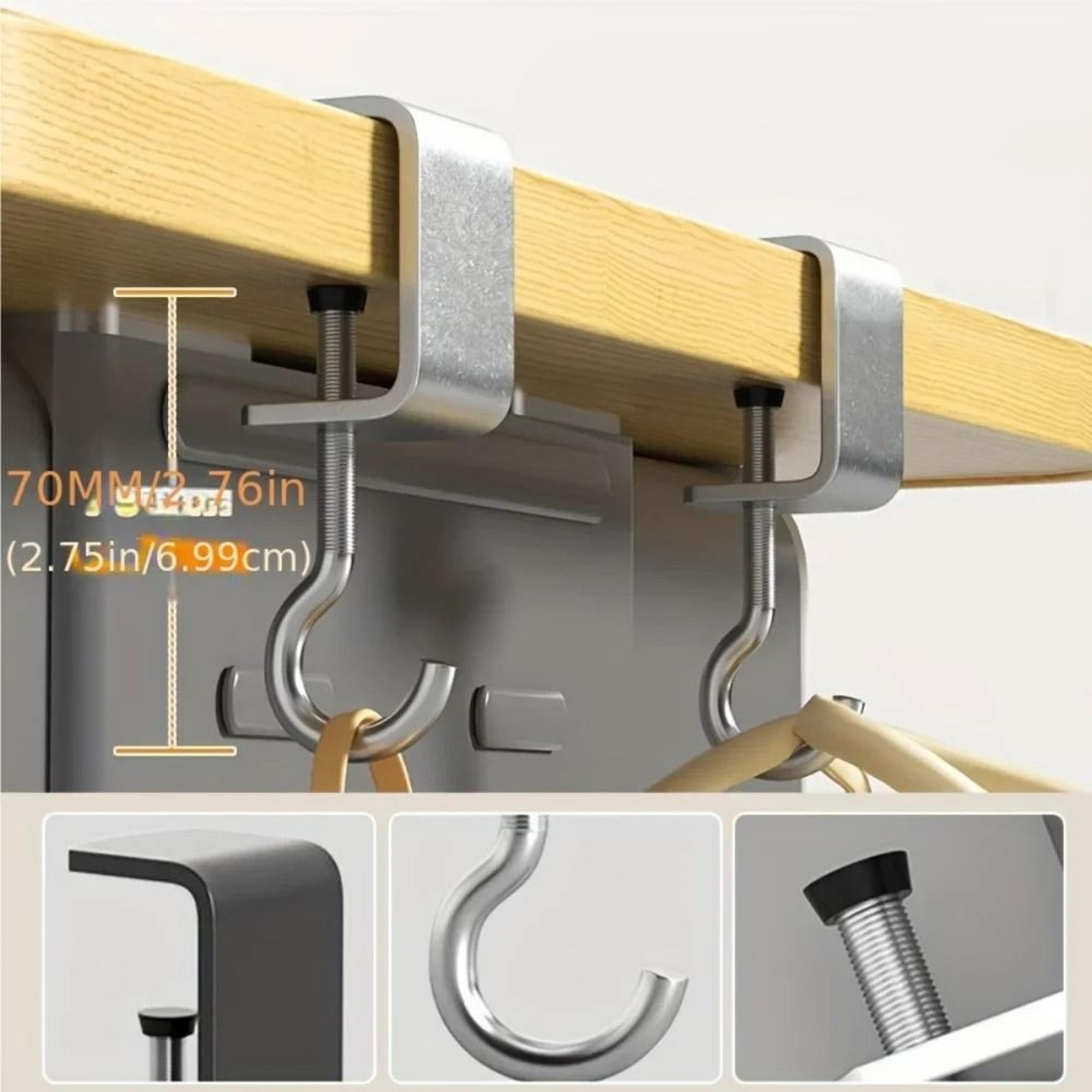 Desk Hook Hanger 360 Rotating Steel Under Desk Bag Hook 5
