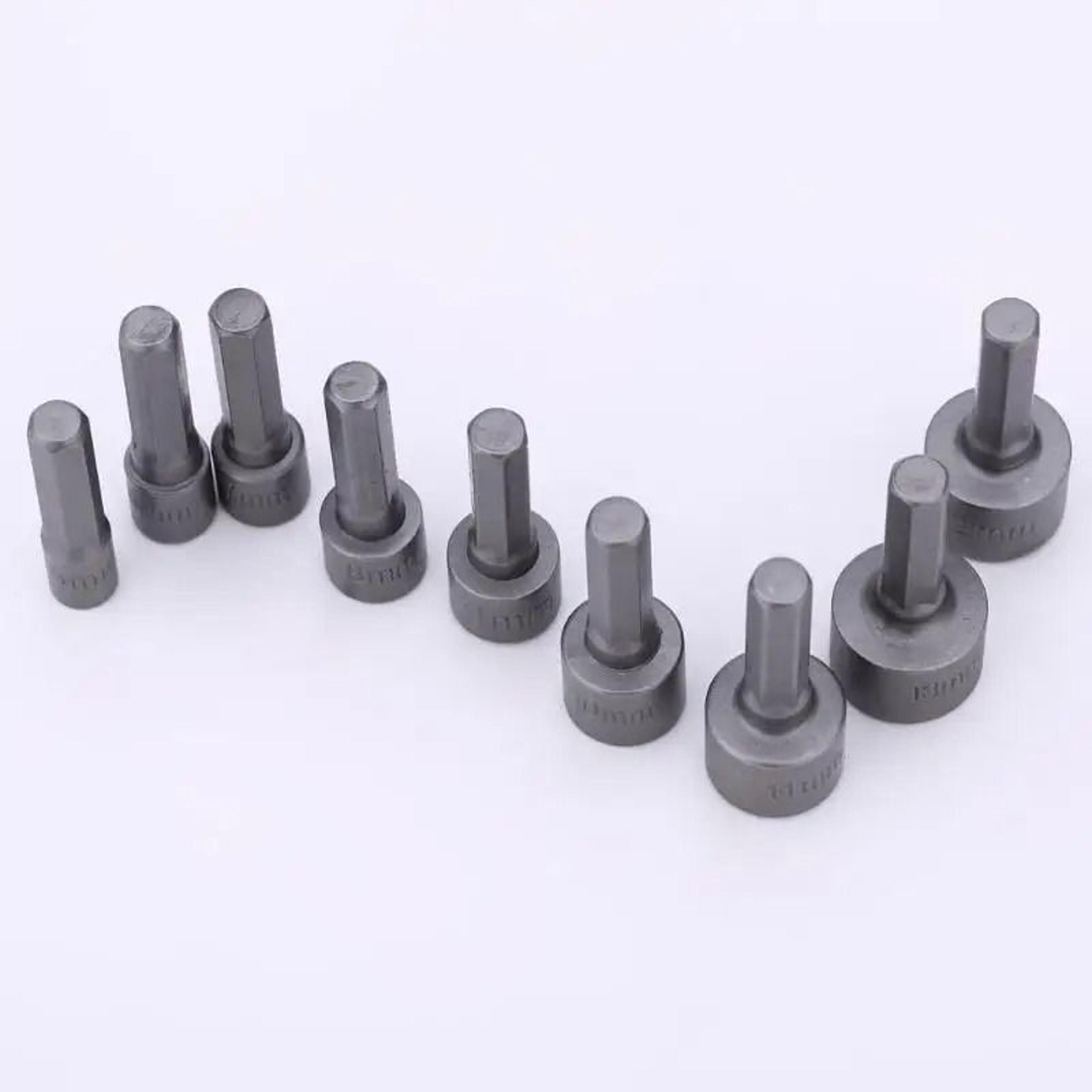 9 piece hex socket nut driver set drill bit adapter tool kit