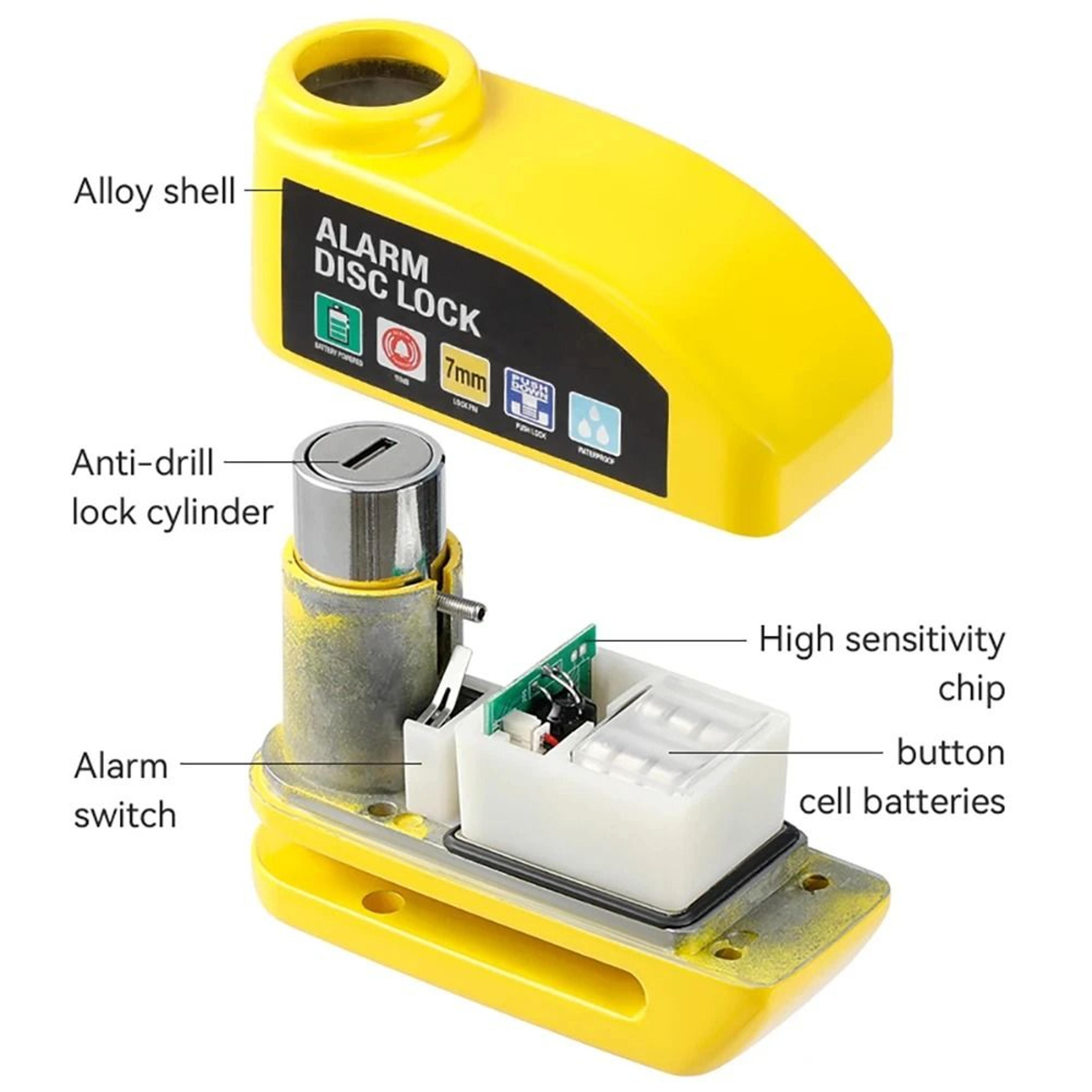 Motorcycle Disc Brake Lock With Alarm Waterproof Anti Theft Security Lock 7