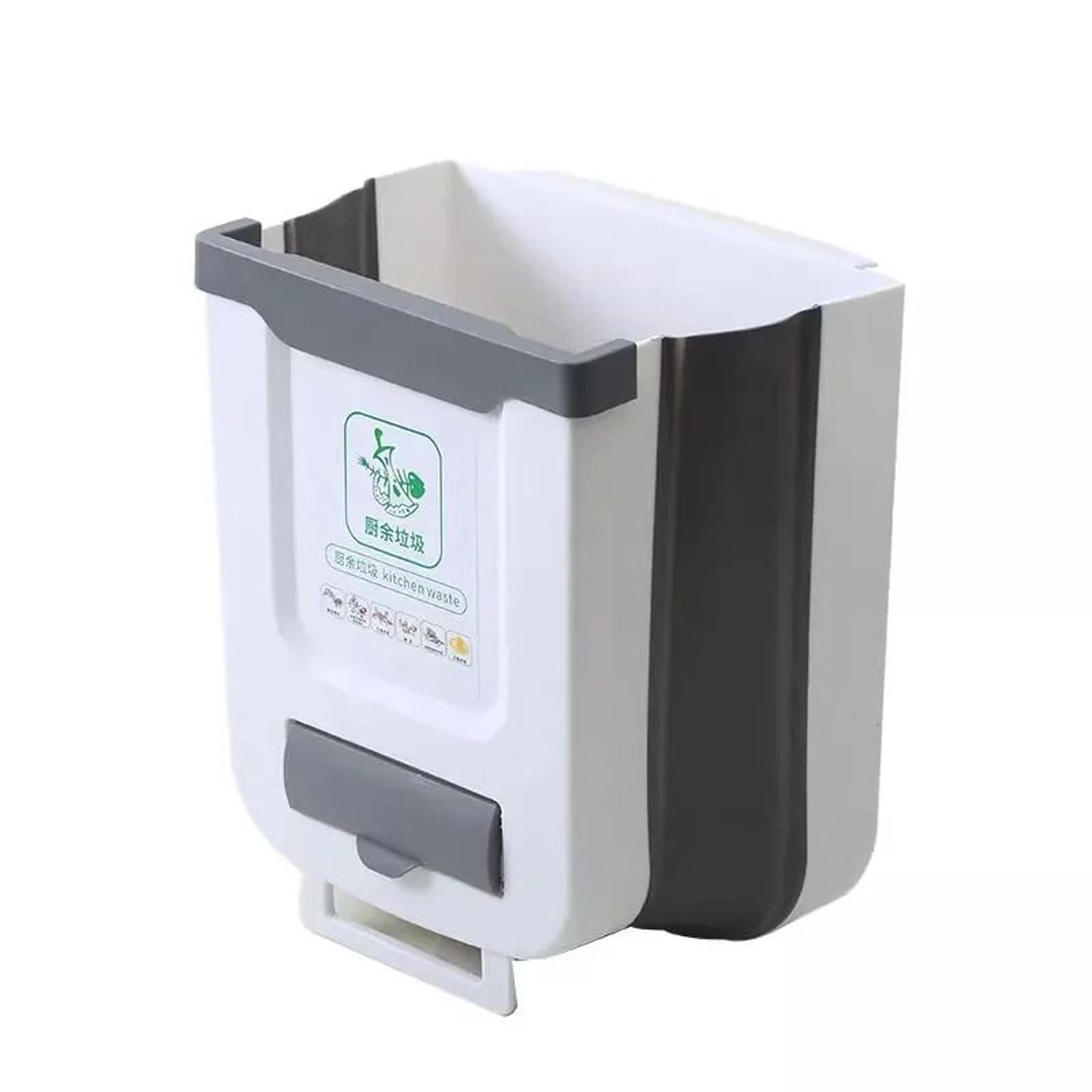 folding kitchen trash can wall mounted cabinet door collapsible bin
