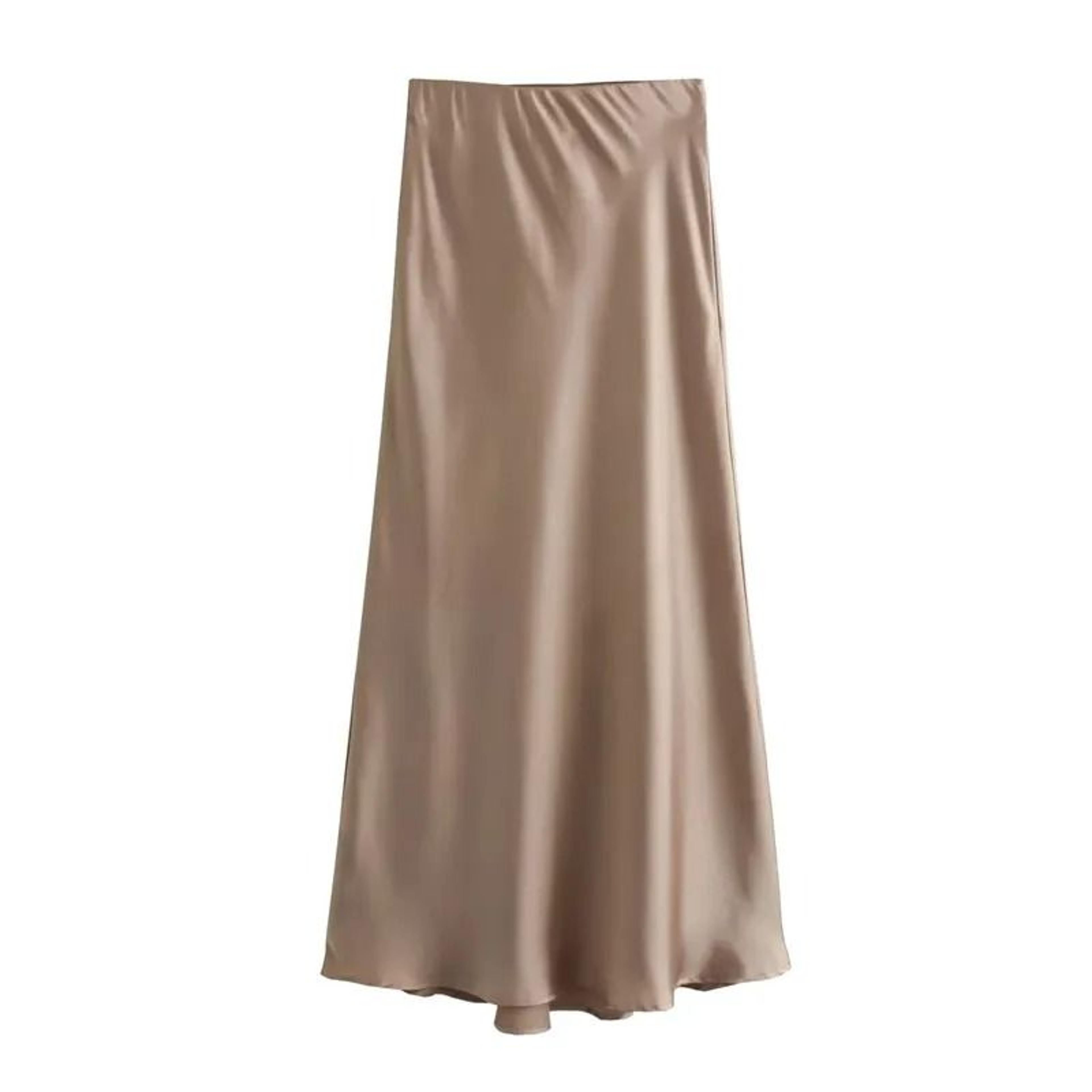 High Waist Satin Midi Skirt Elegant Black Summer Skirt For Women 4