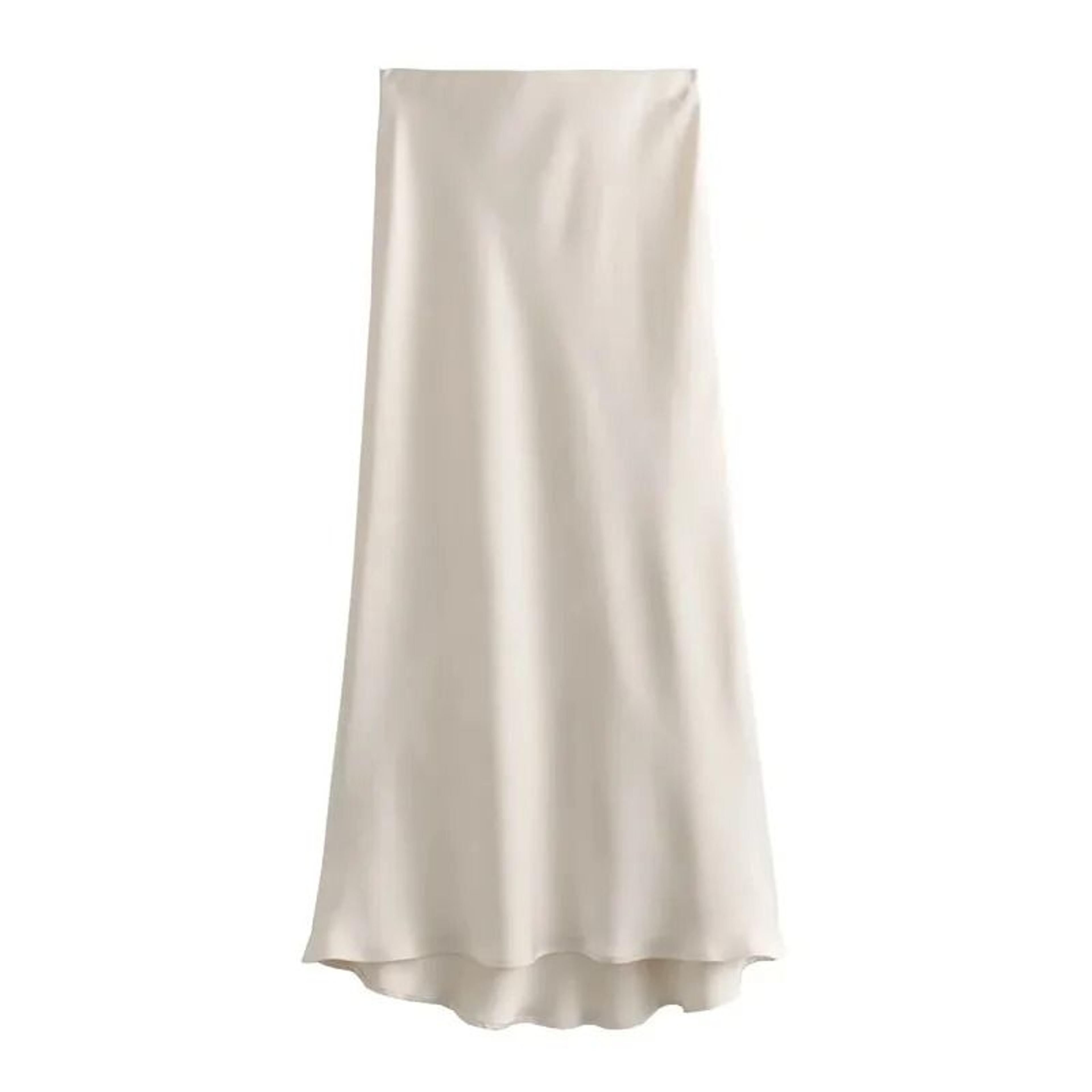 High Waist Satin Midi Skirt Elegant Black Summer Skirt For Women 2