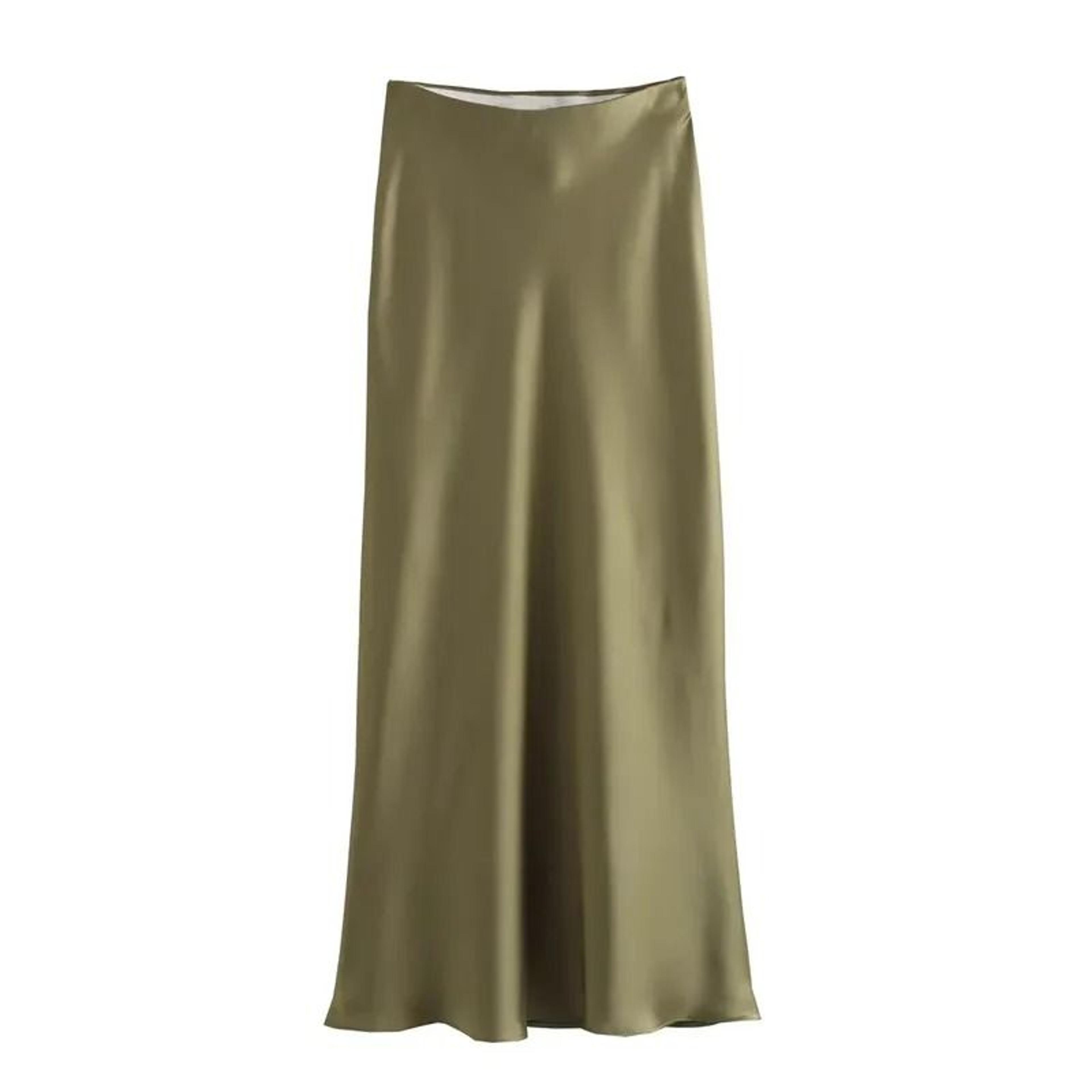 High Waist Satin Midi Skirt Elegant Black Summer Skirt For Women 3