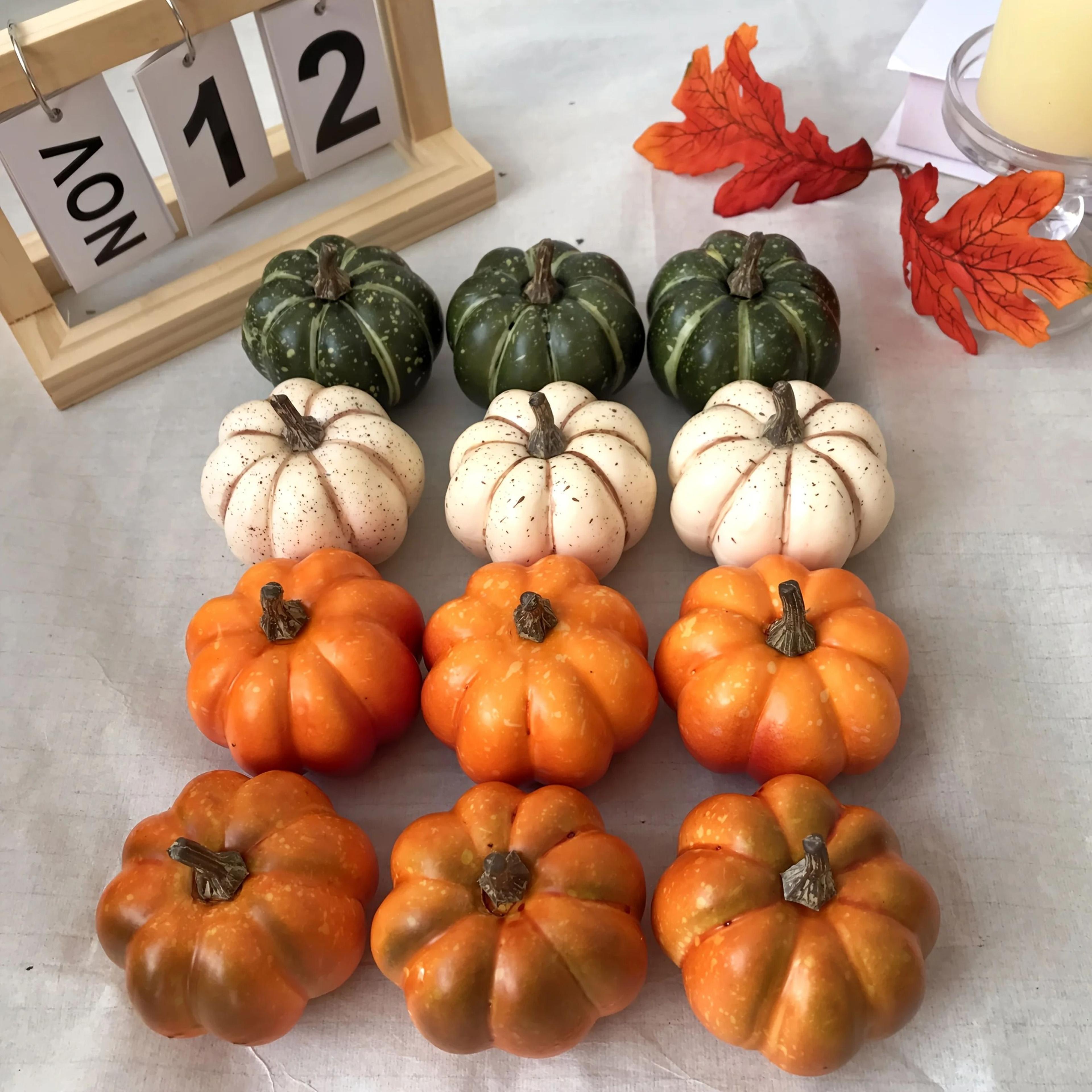 9 Piece Artificial Pumpkin Decor Set For Fall Harvest And Halloween Decorations 3