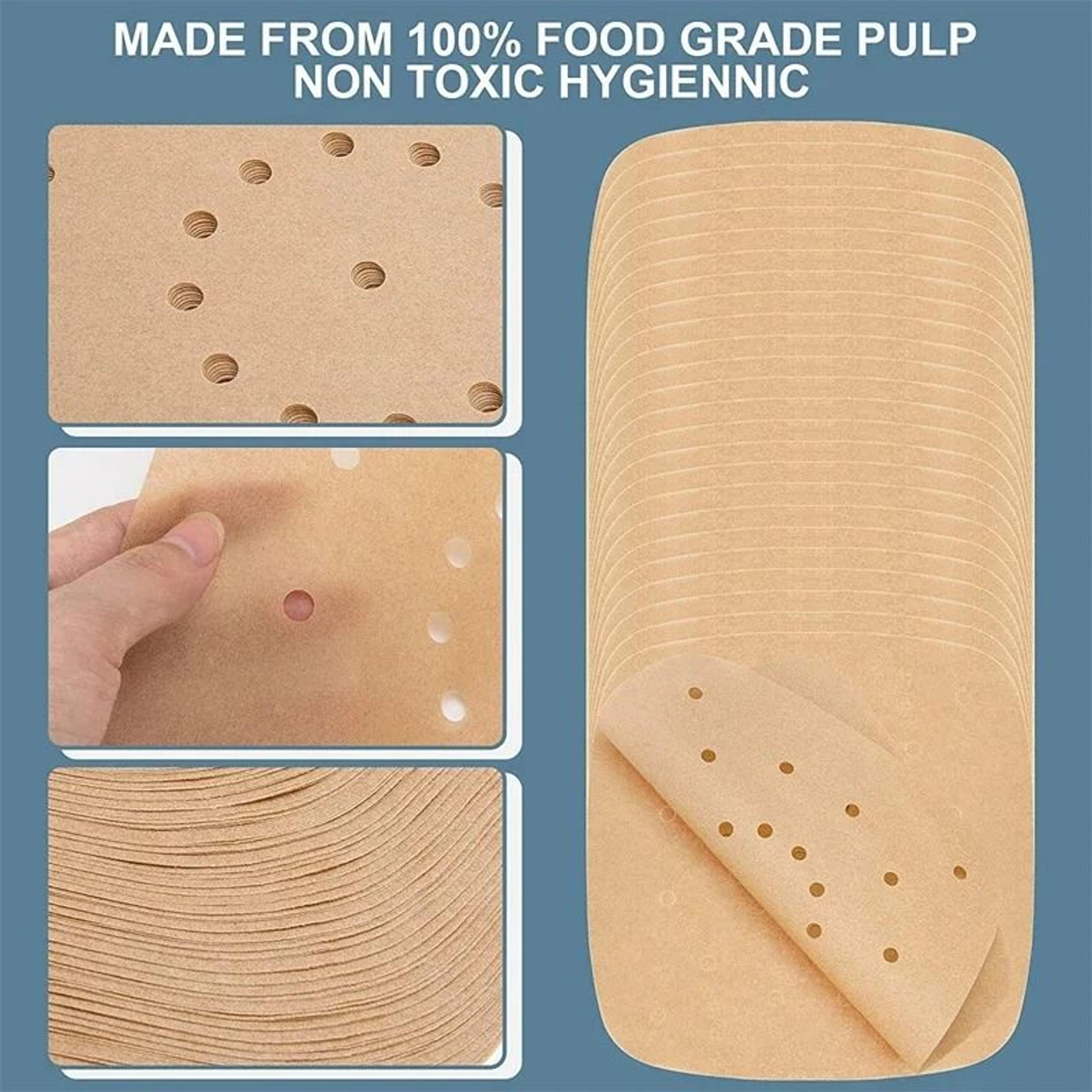 100 Piece Air Fryer Parchment Paper Liners Non Stick Disposable Air Fryer Accessories 7