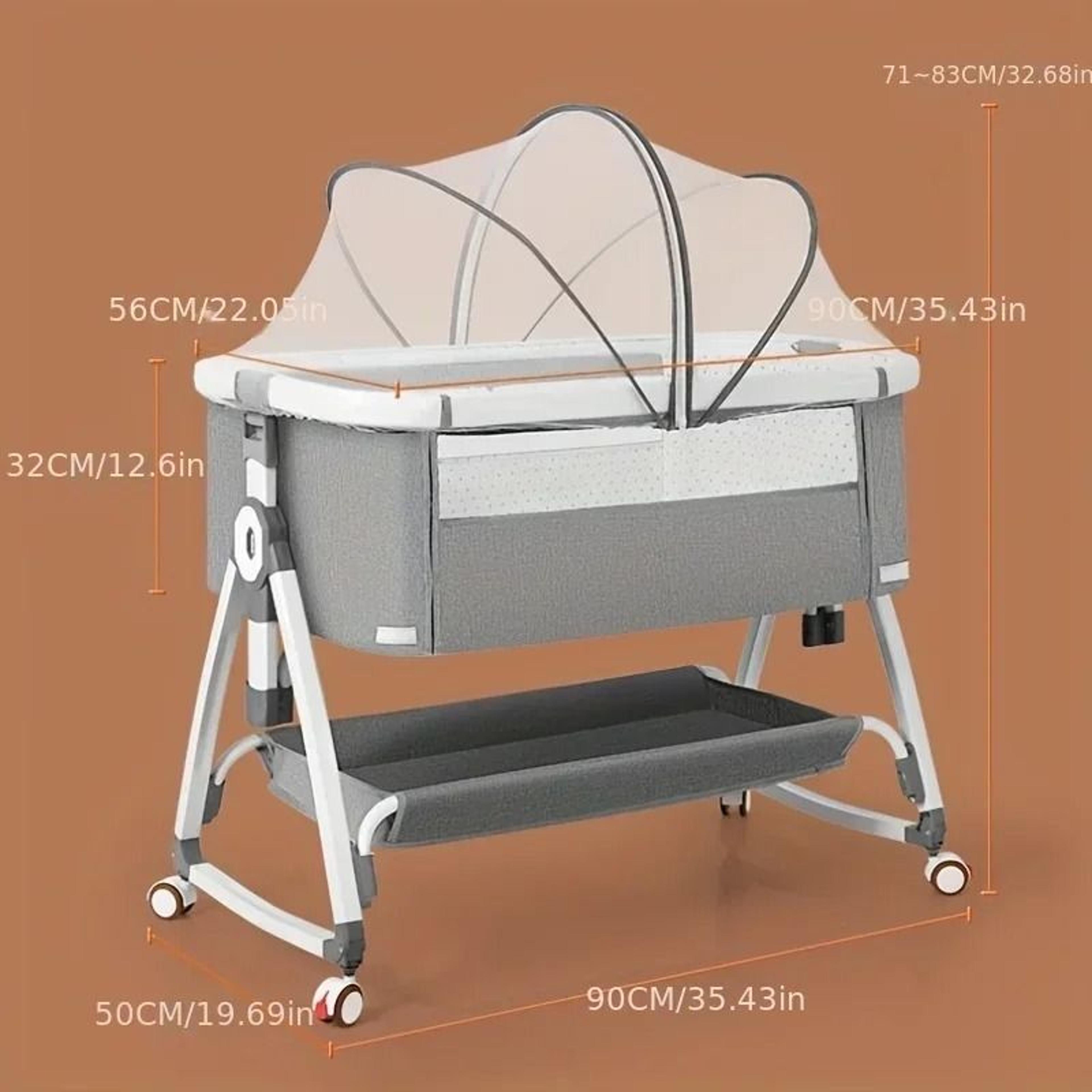 Portable Bedside Baby Crib Adjustable Co Sleeper Foldable Bassinet With Wheels 3