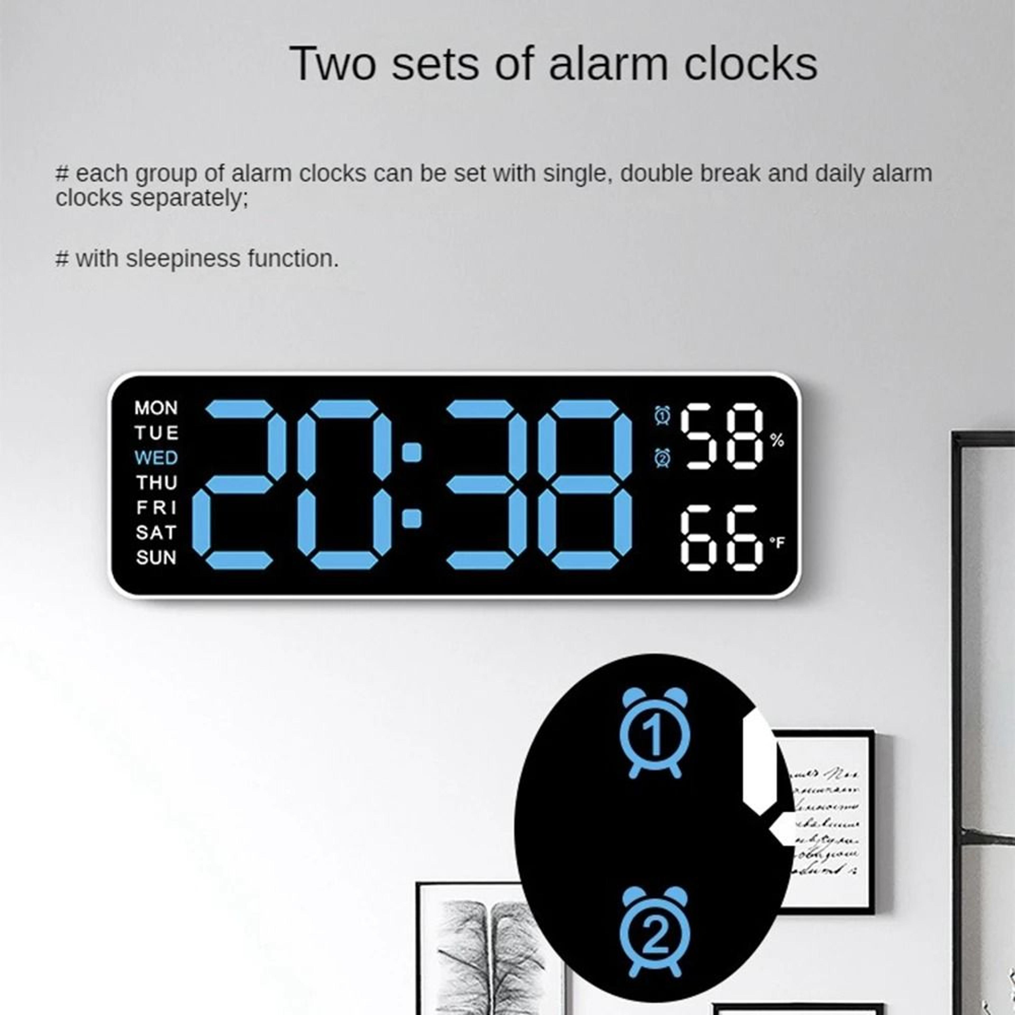 Large Digital Wall Clock LED Display With Temperature Humidity And Week Calendar 5