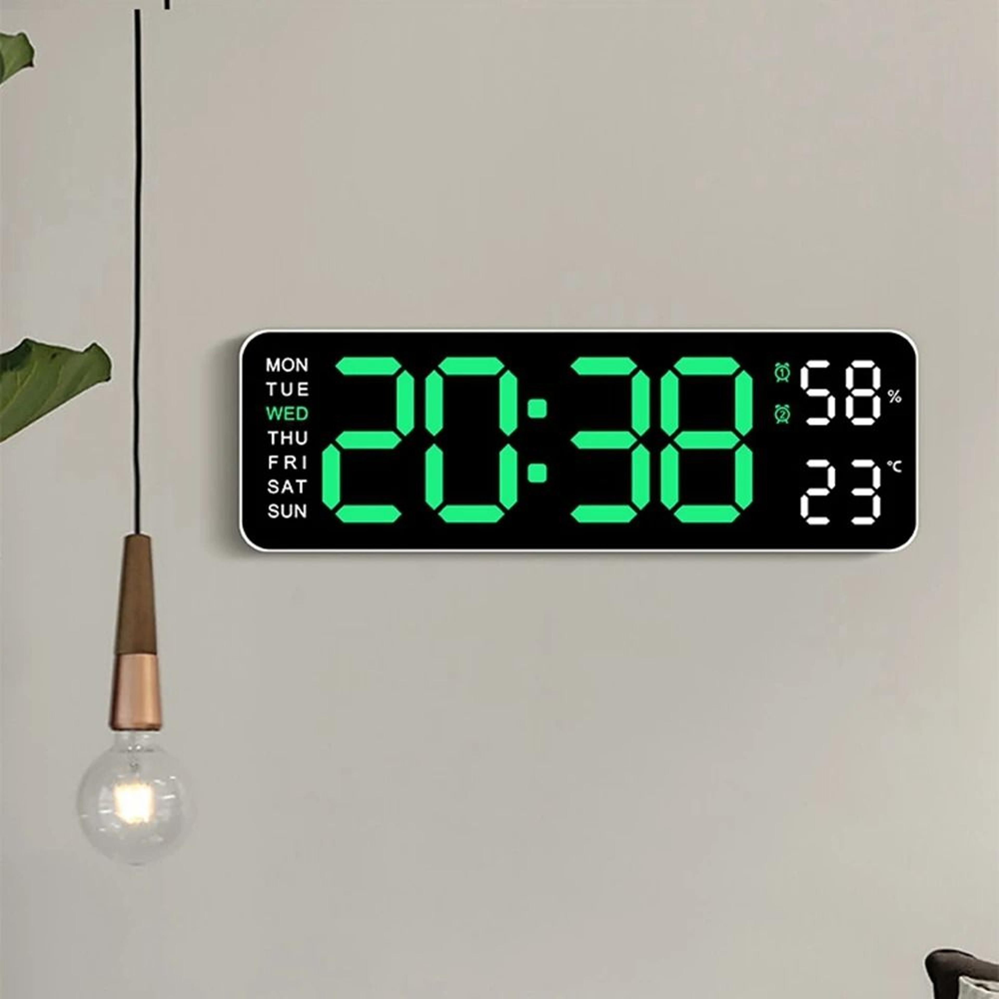Large Digital Wall Clock LED Display With Temperature Humidity And Week Calendar 7