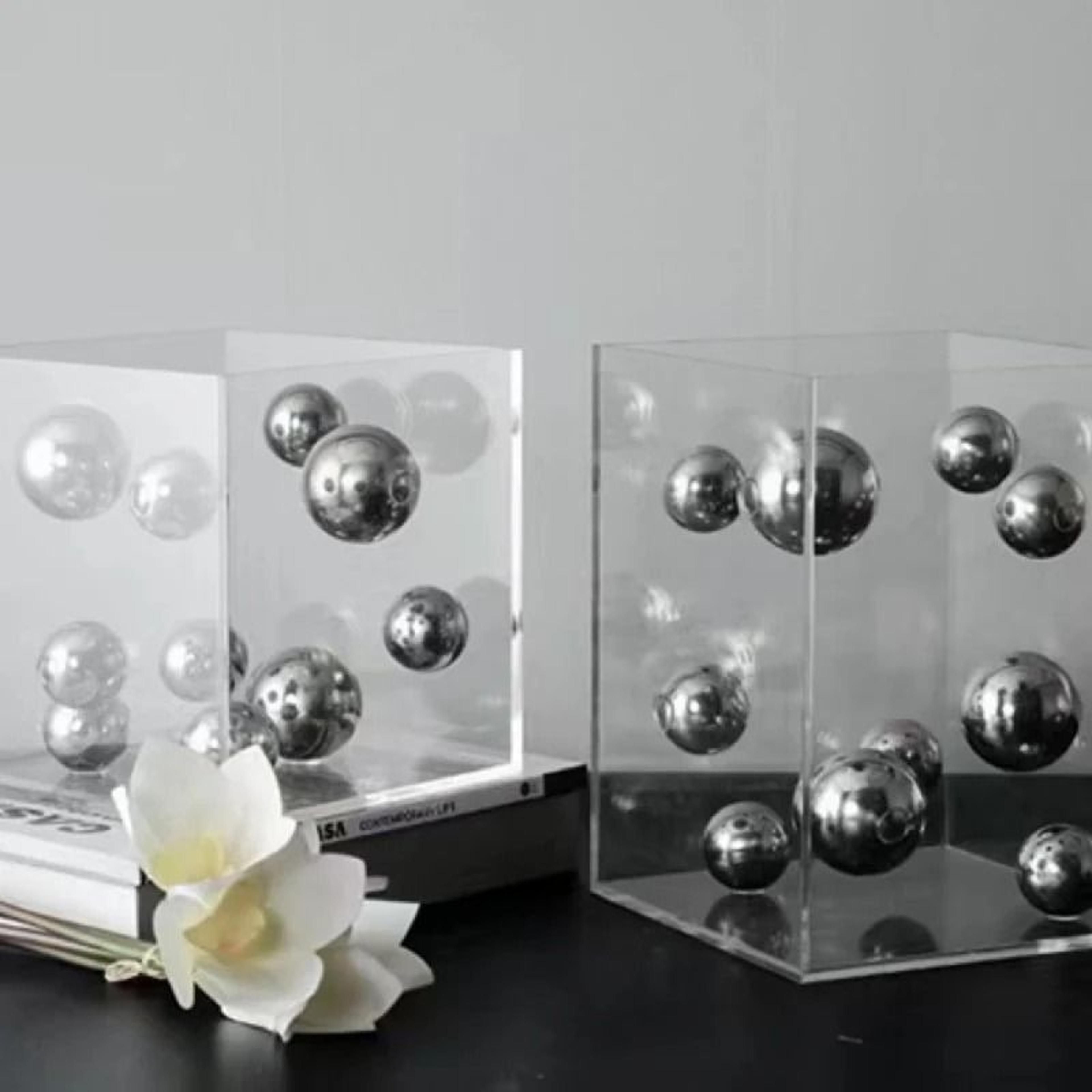Clear Acrylic Square Display Box Decorative Sphere Cover Modern Home Decor 10