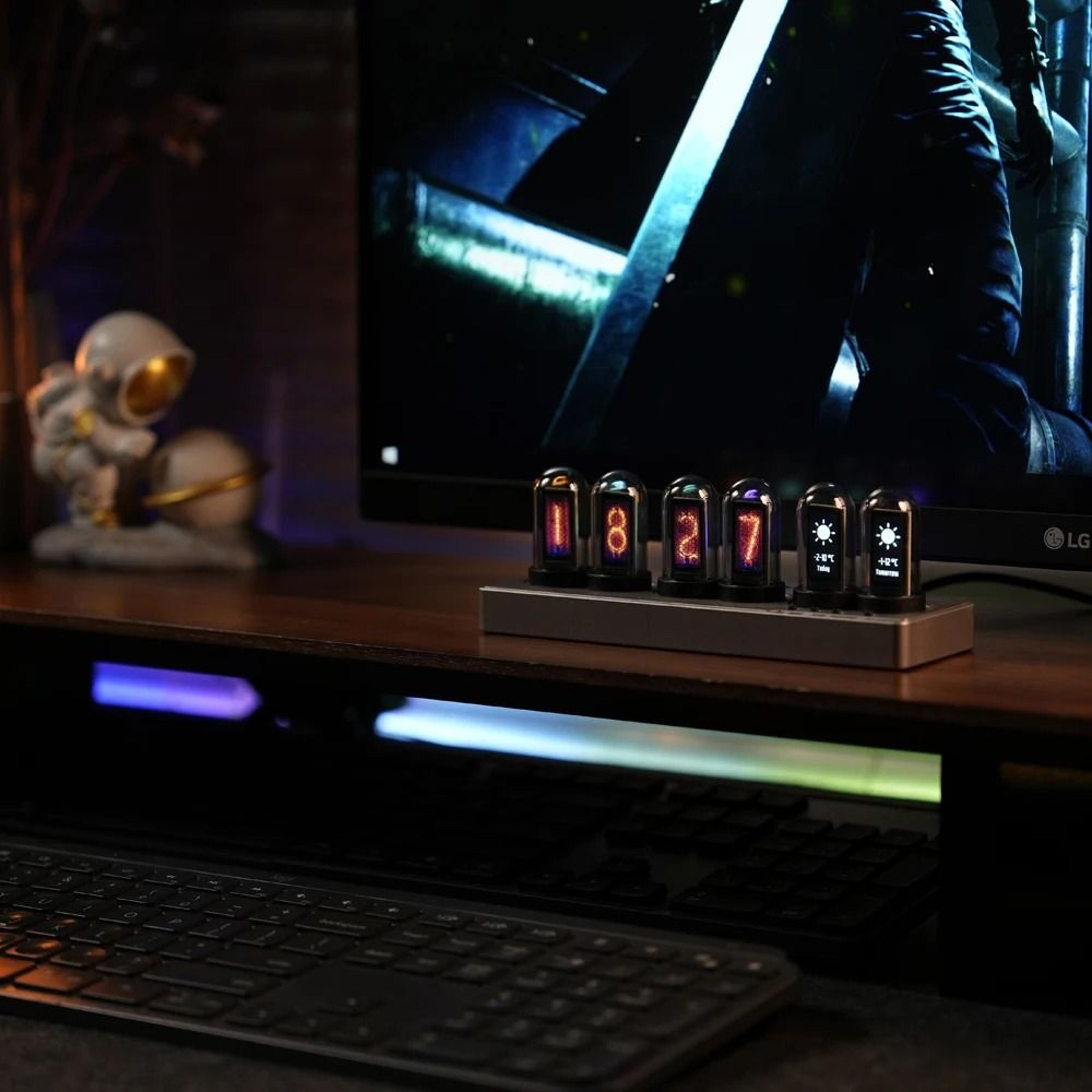 WiFi RGB Nixie Tube Alarm Clock Smart IPS Display Gaming Desk Clock 5