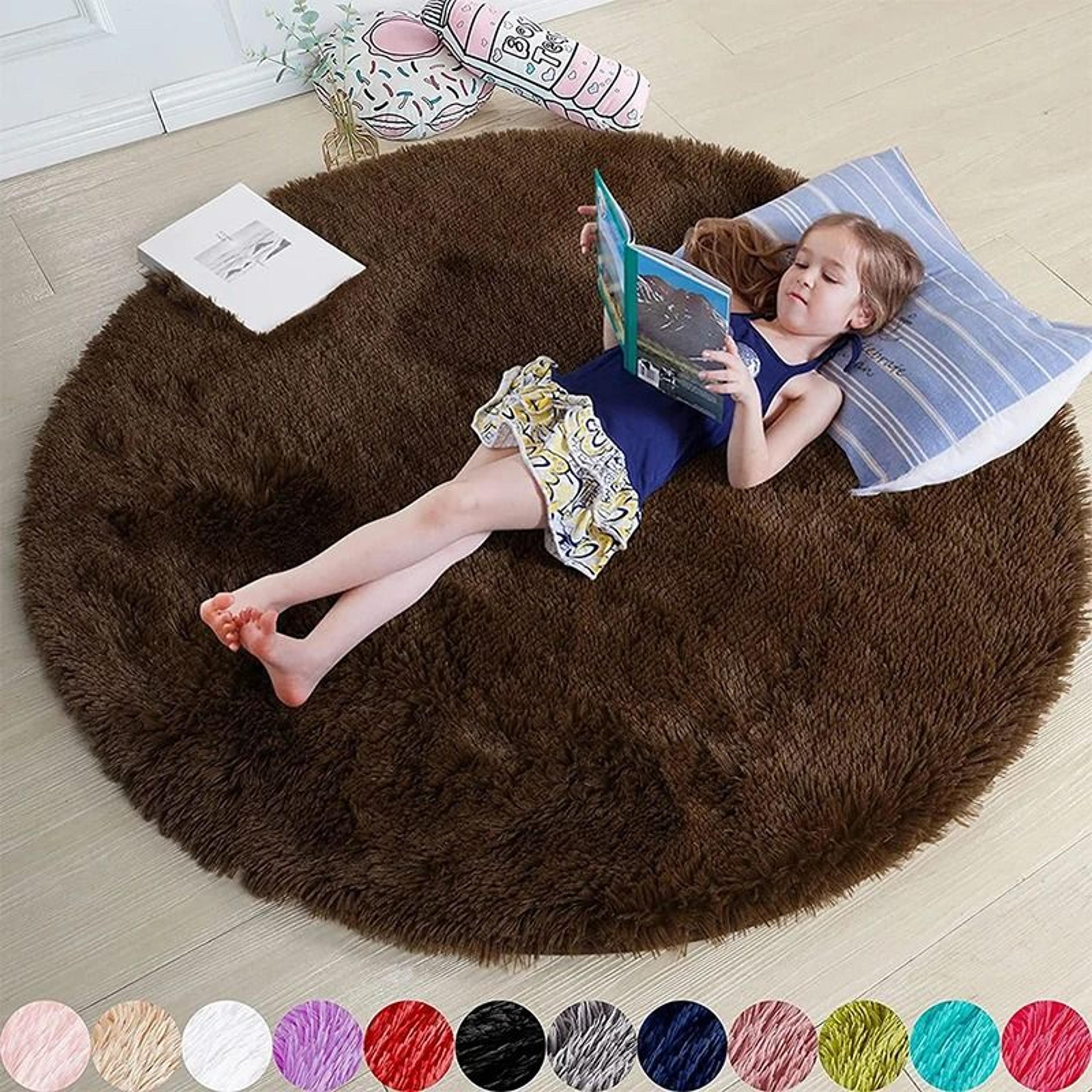 fluffy round shaggy rug soft plush carpet for bedroom living room decor
