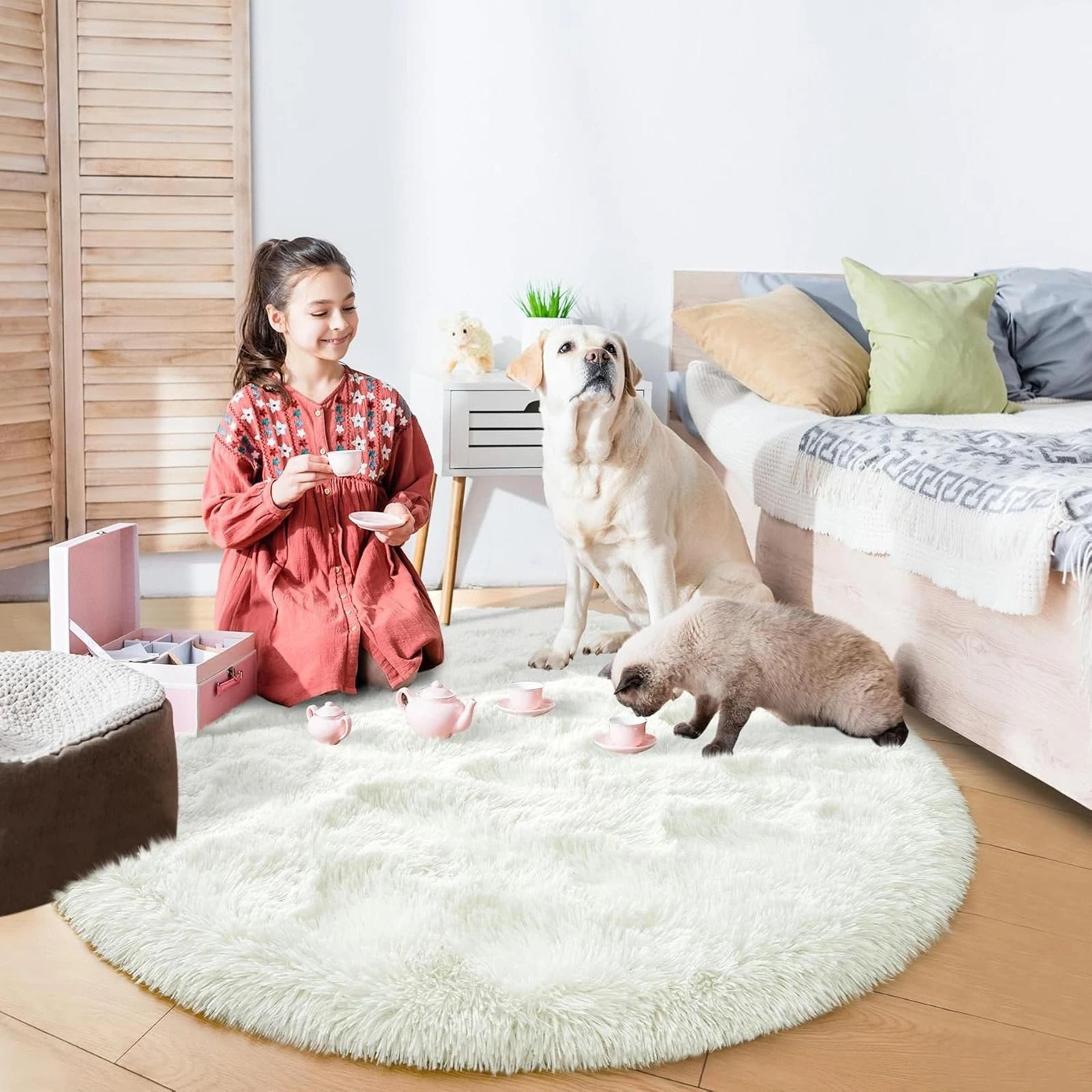 fluffy round rug black shaggy rug soft nursery kids room carpet