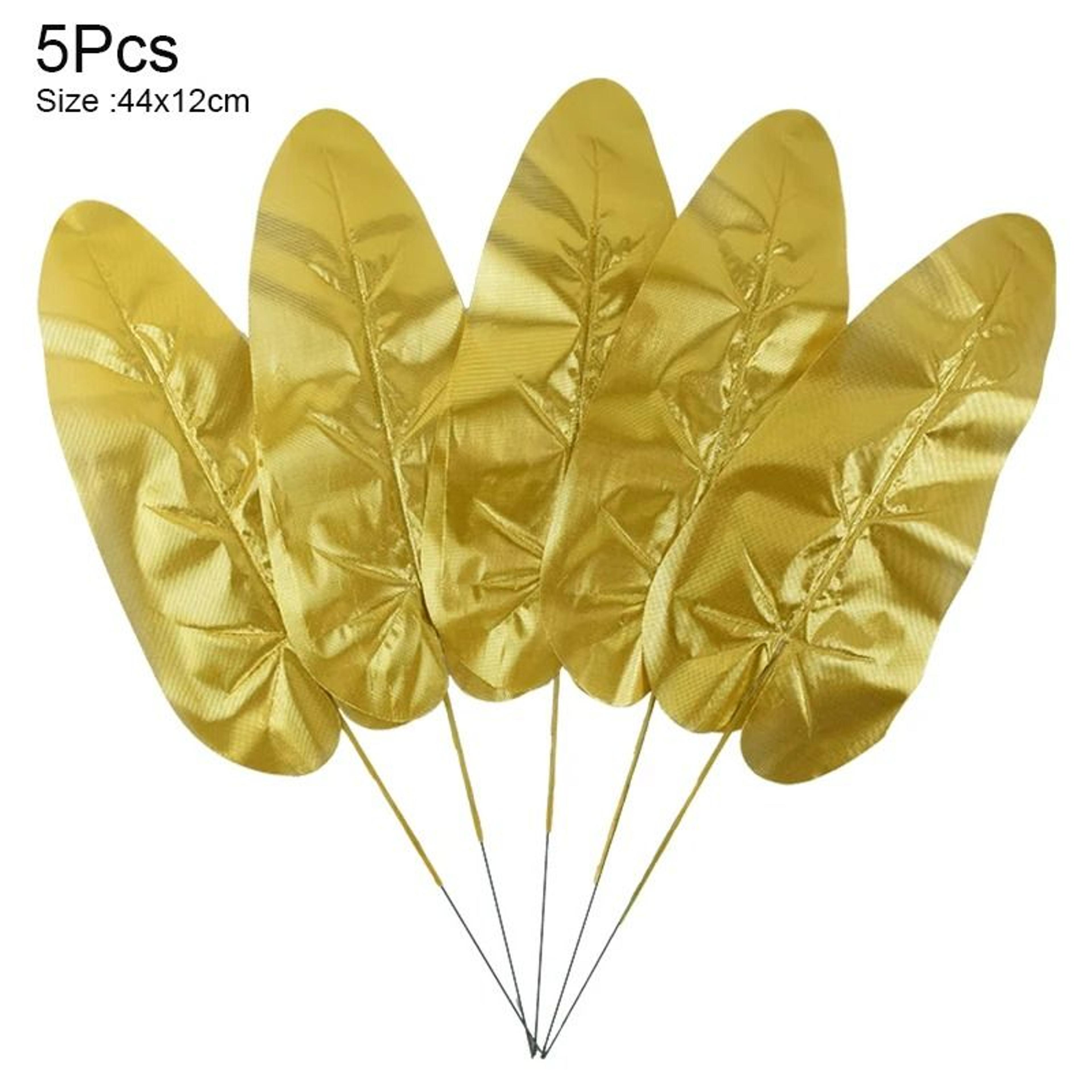 Artificial Palm Leaves Gold Tropical Decor Fake Silk Leaf Set 18