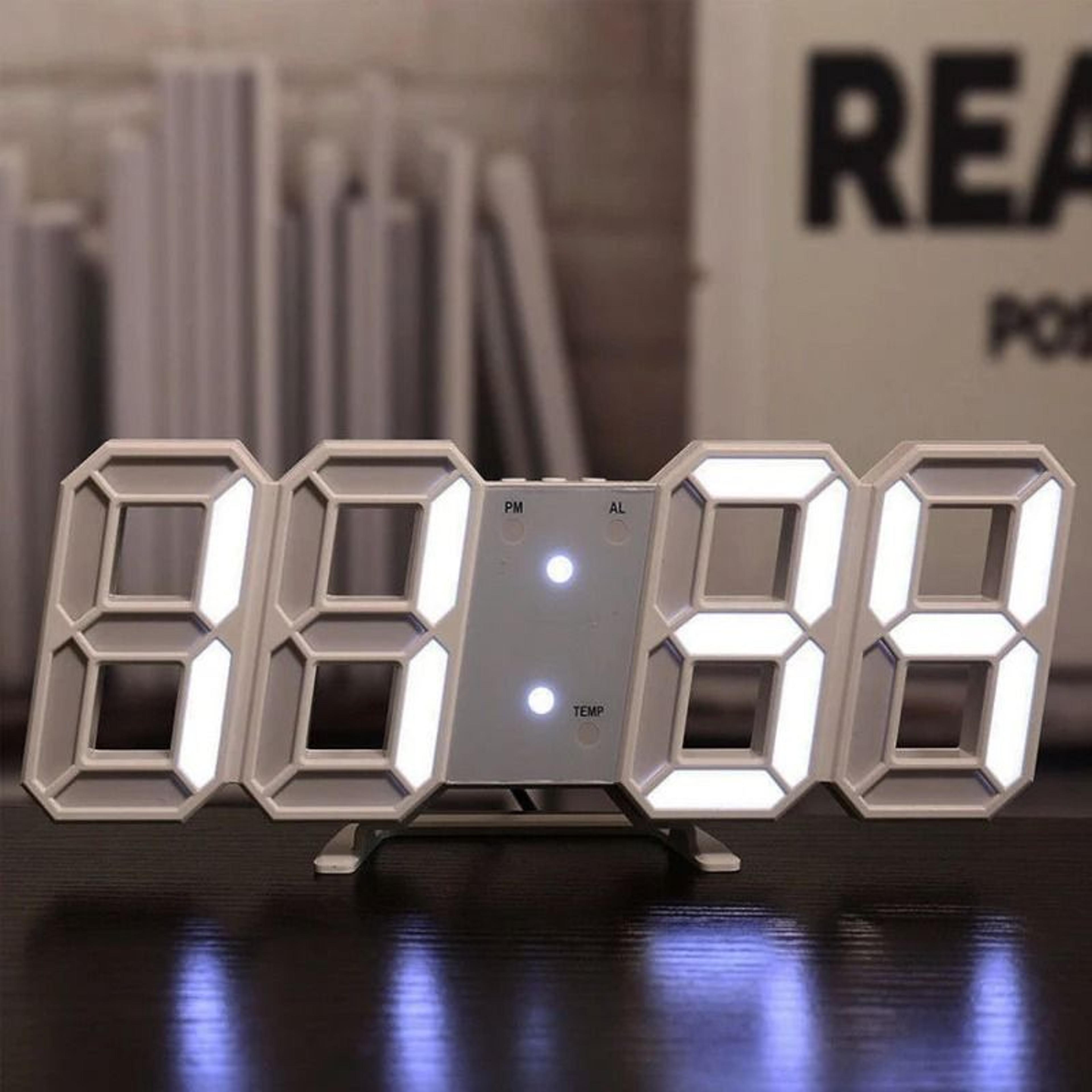 3D LED Digital Alarm Clock Voice Activated Luminous Desk Clock Silent Modern Display 8