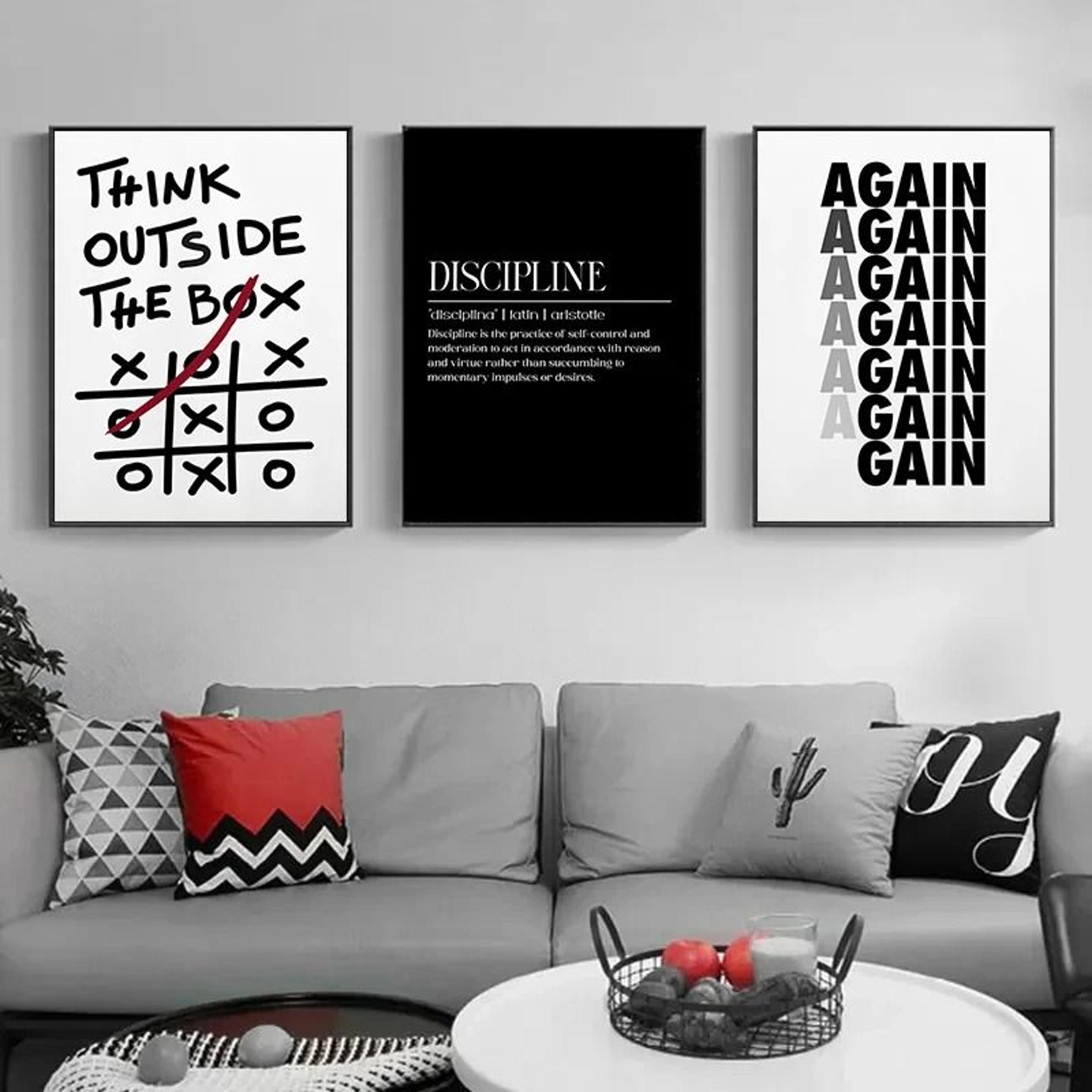 motivational quotes wall art inspirational discipline canvas poster