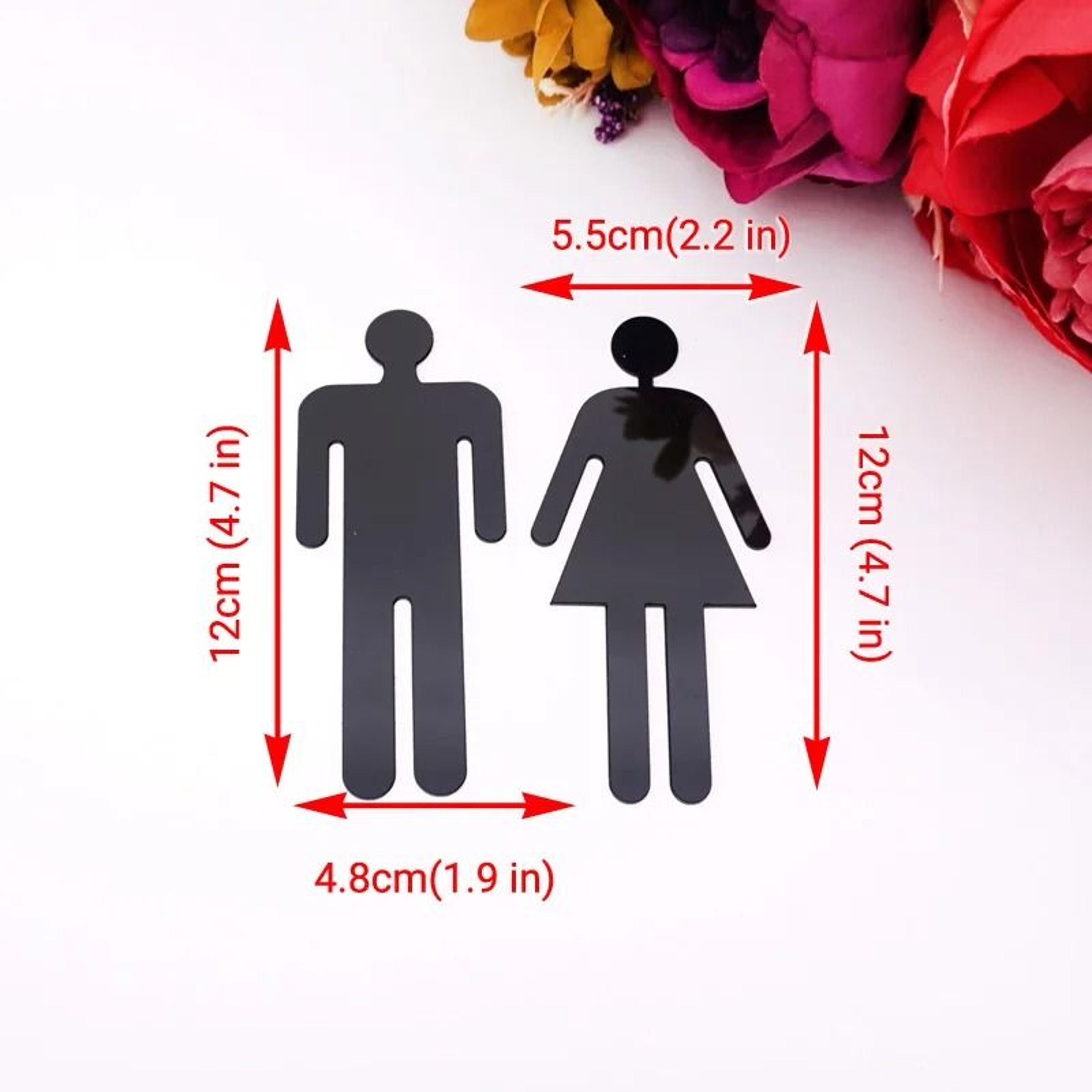 Acrylic Mirror Bathroom Sign Stickers Restroom Door Sign Set 4