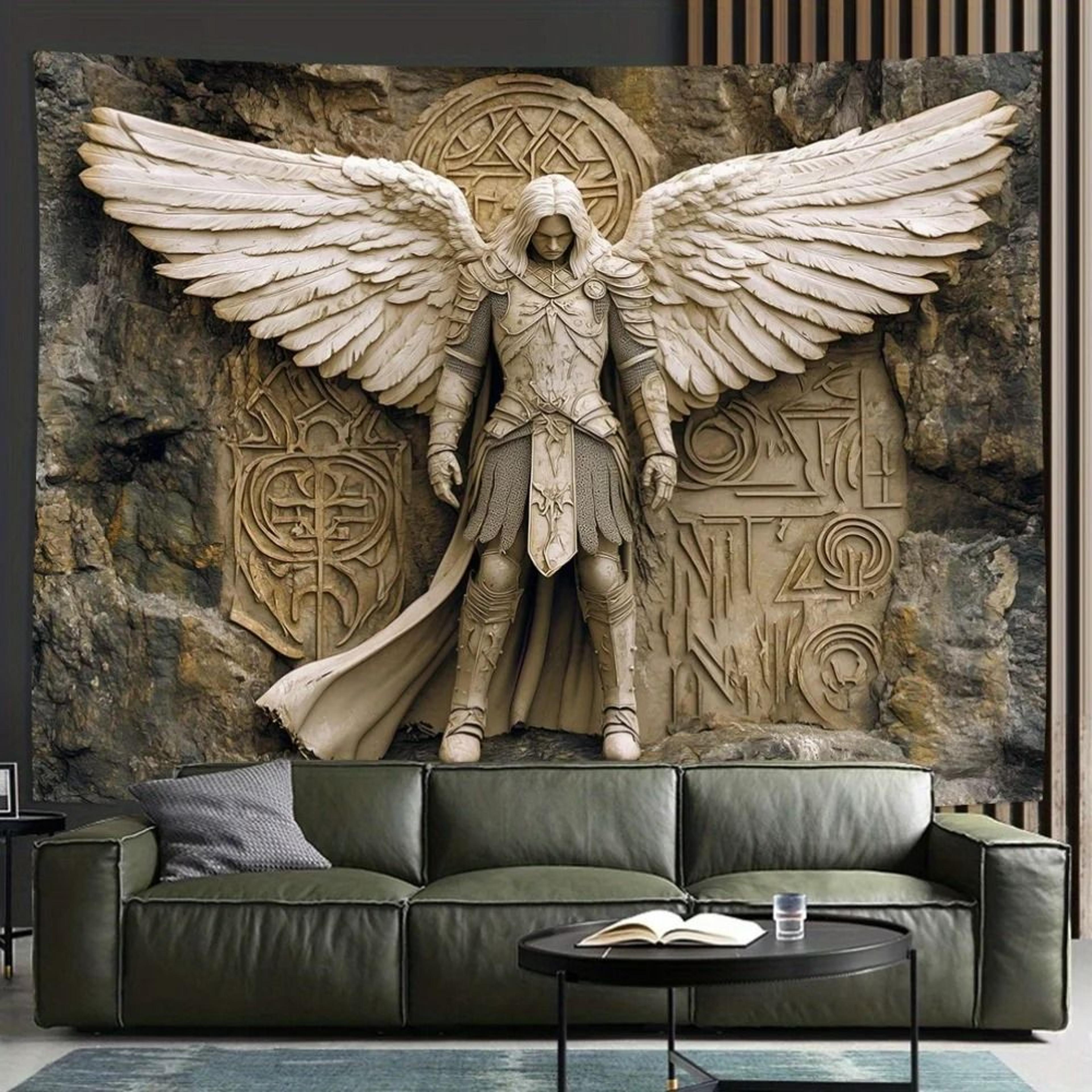 3d angel wall tapestry aesthetic polyester wall hanging decor for bedroom and living room