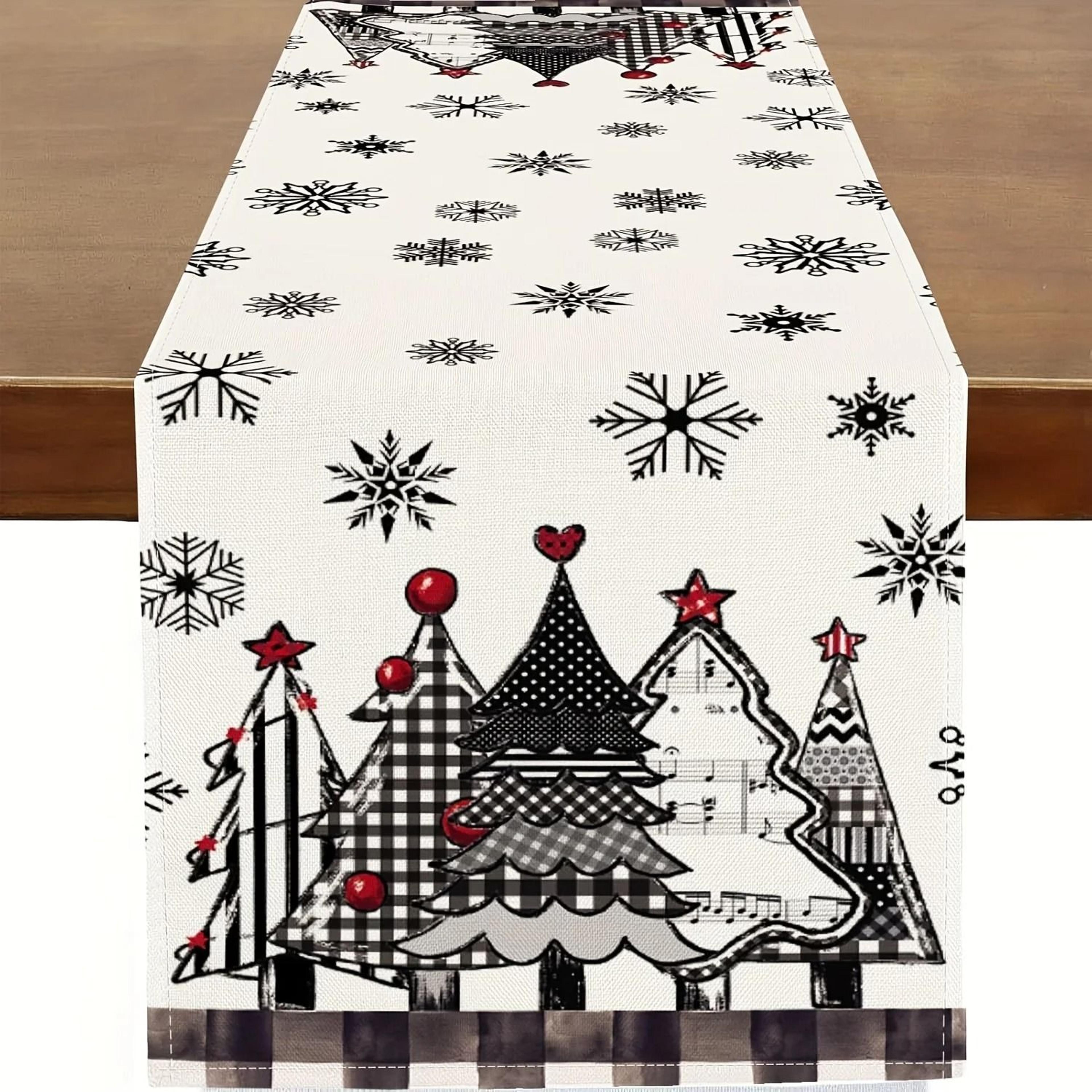 Retro Plaid Christmas Table Runner Festive Holiday Dining Decor 0