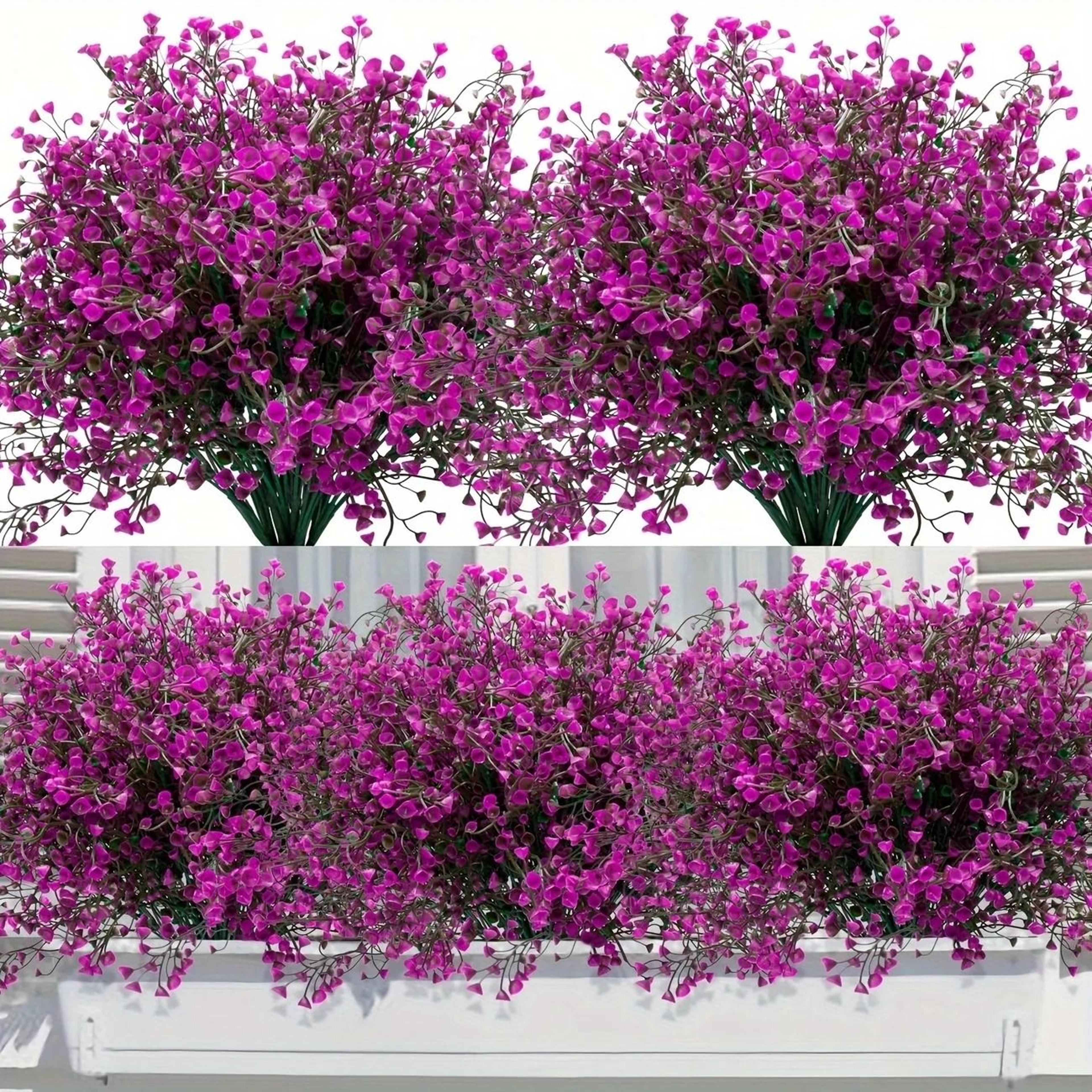 UV Resistant Artificial Outdoor Flowers Plastic Shrub Garden Decor Set 2
