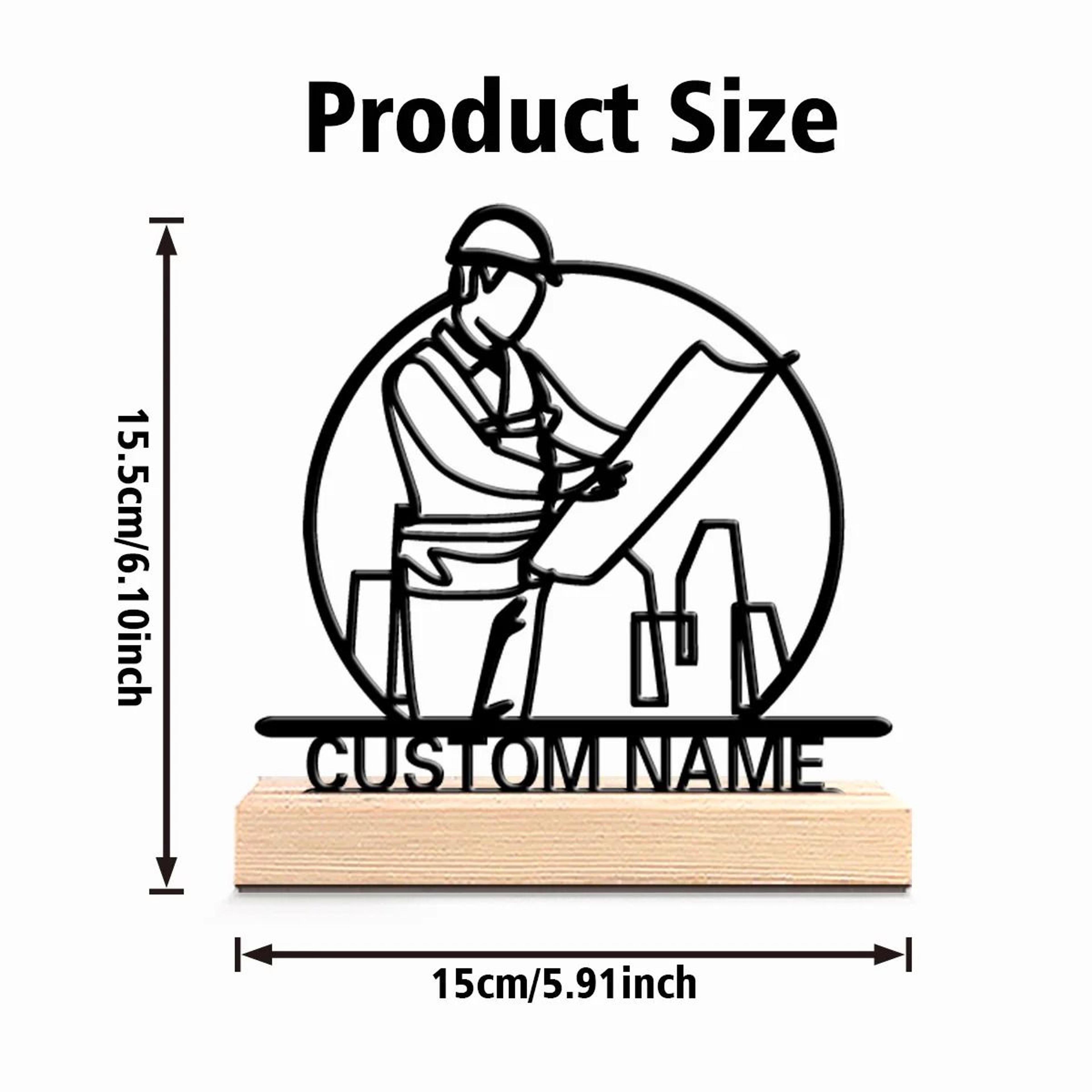 Personalized Architect Metal Statue Desk Decor With Wooden Base Office Sculpture 4