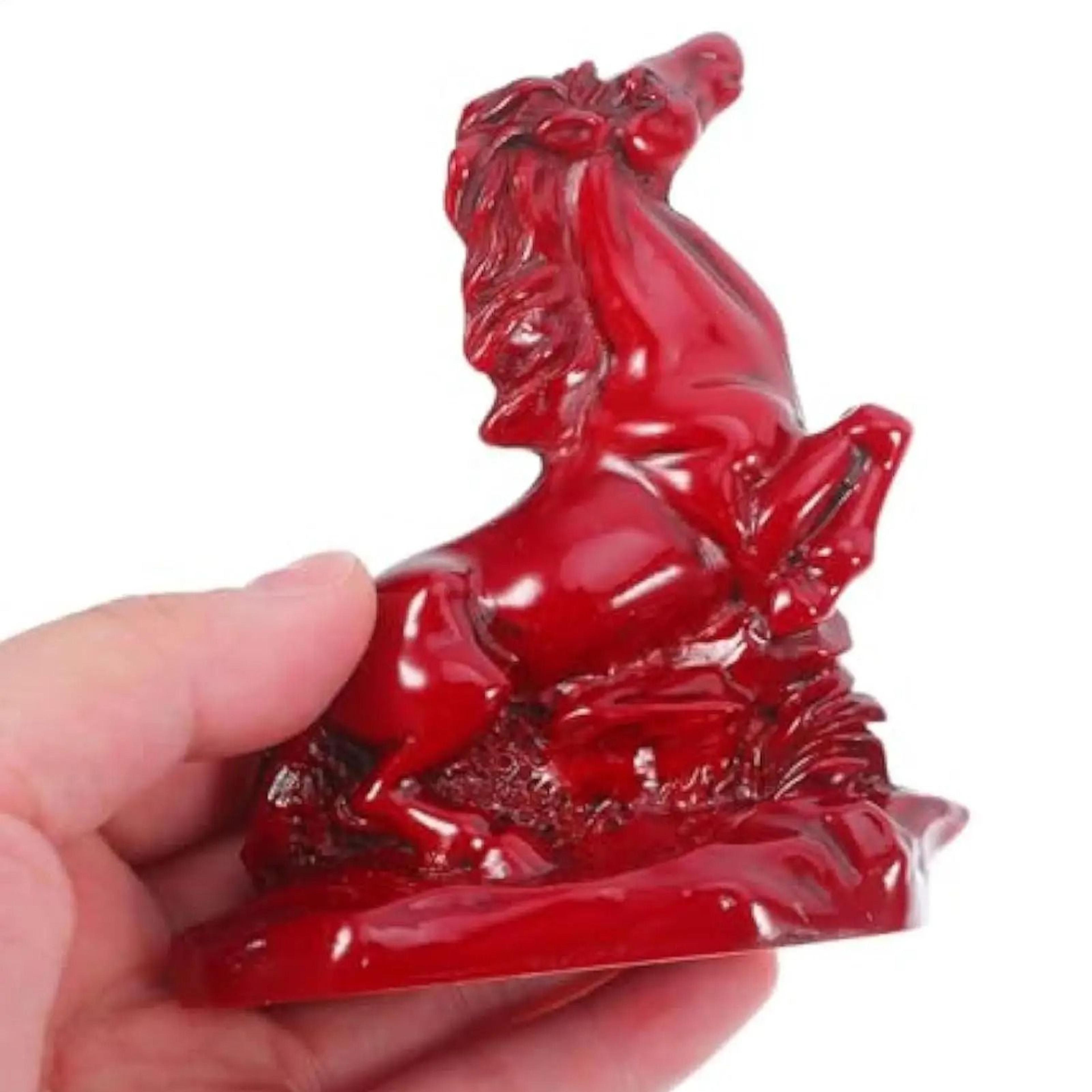 feng shui red horse figurine resin wealth success office desk decor