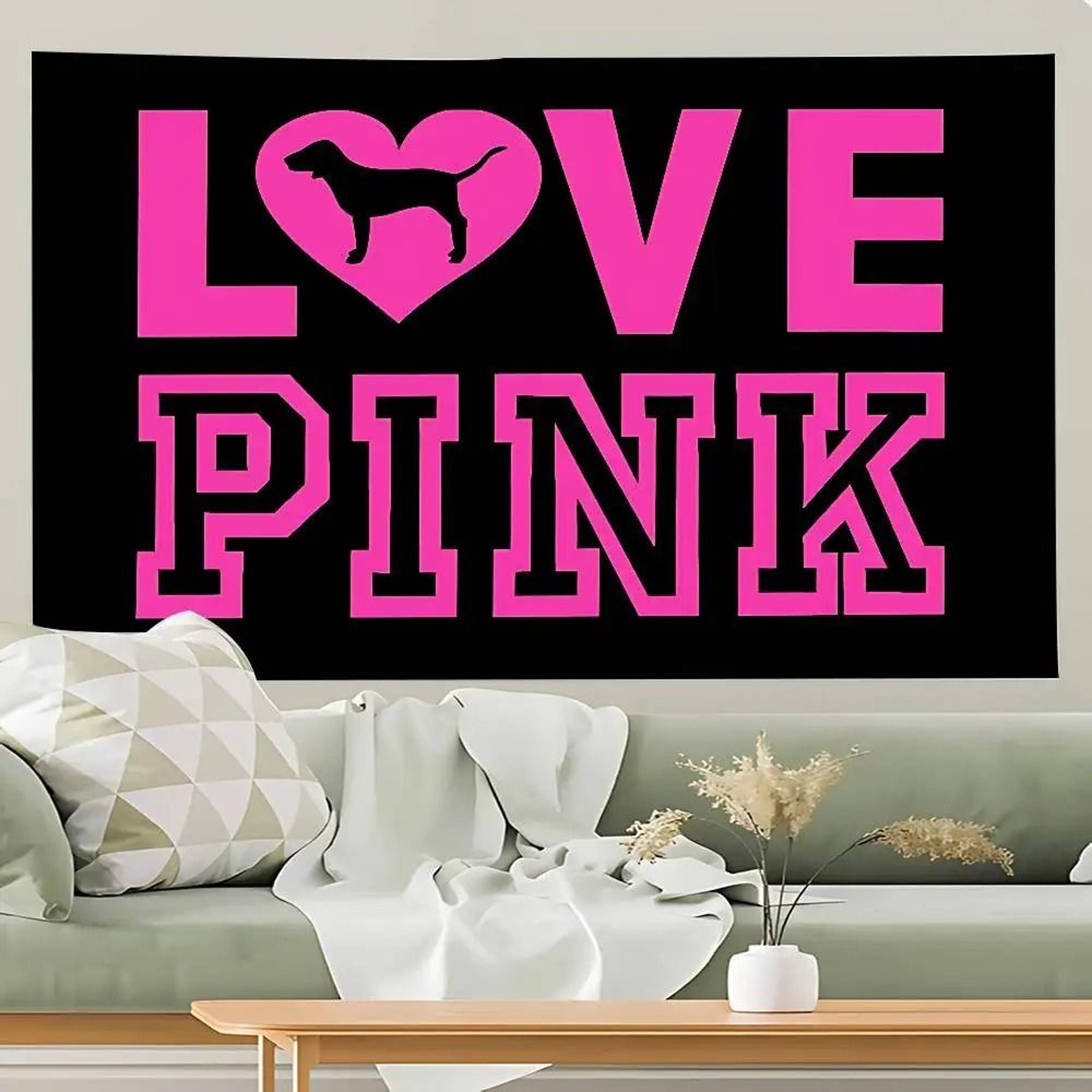 Pink Love Wall Tapestry Aesthetic Bedroom Wall Hanging Decor 6