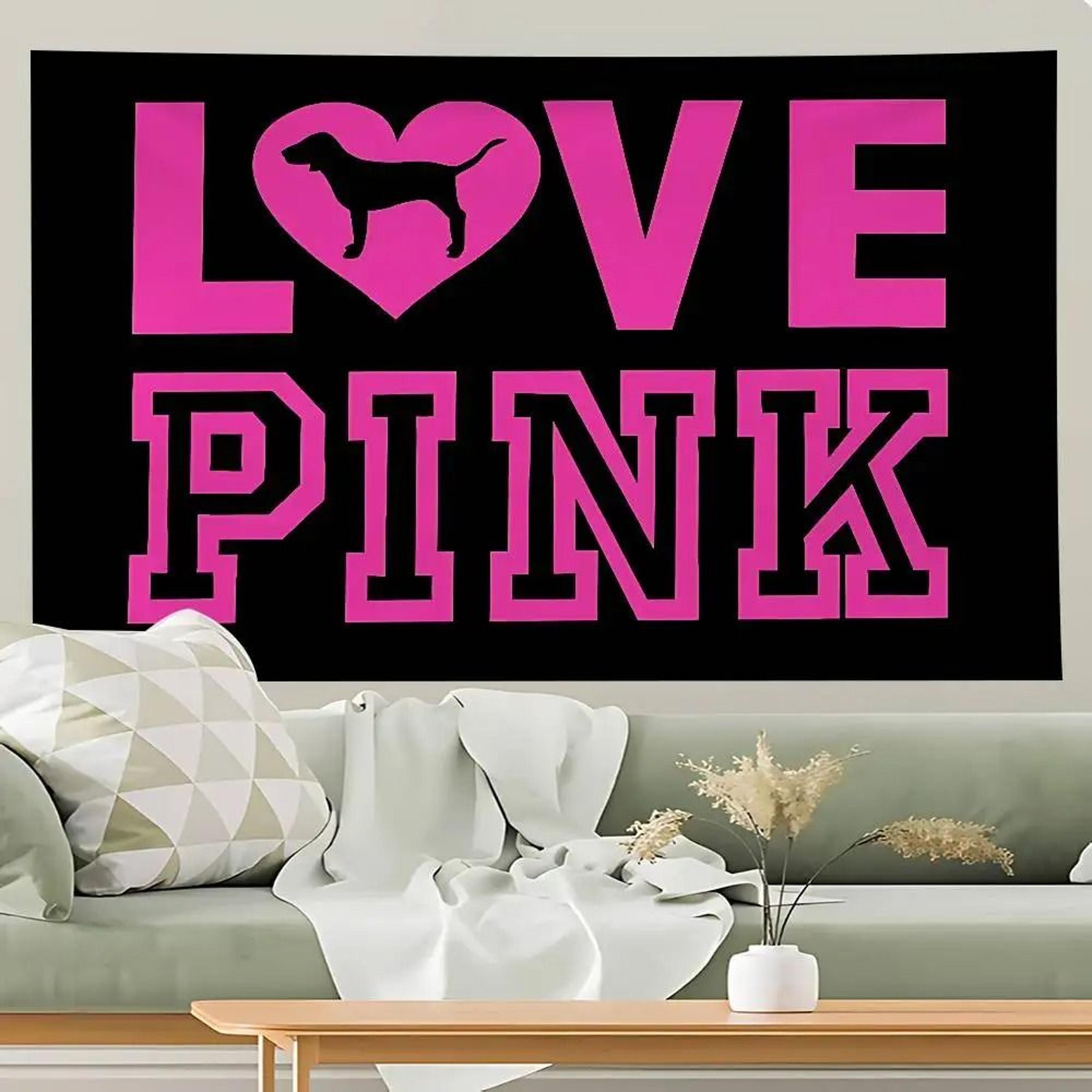 Pink Love Wall Tapestry Aesthetic Bedroom Wall Hanging Decor 8