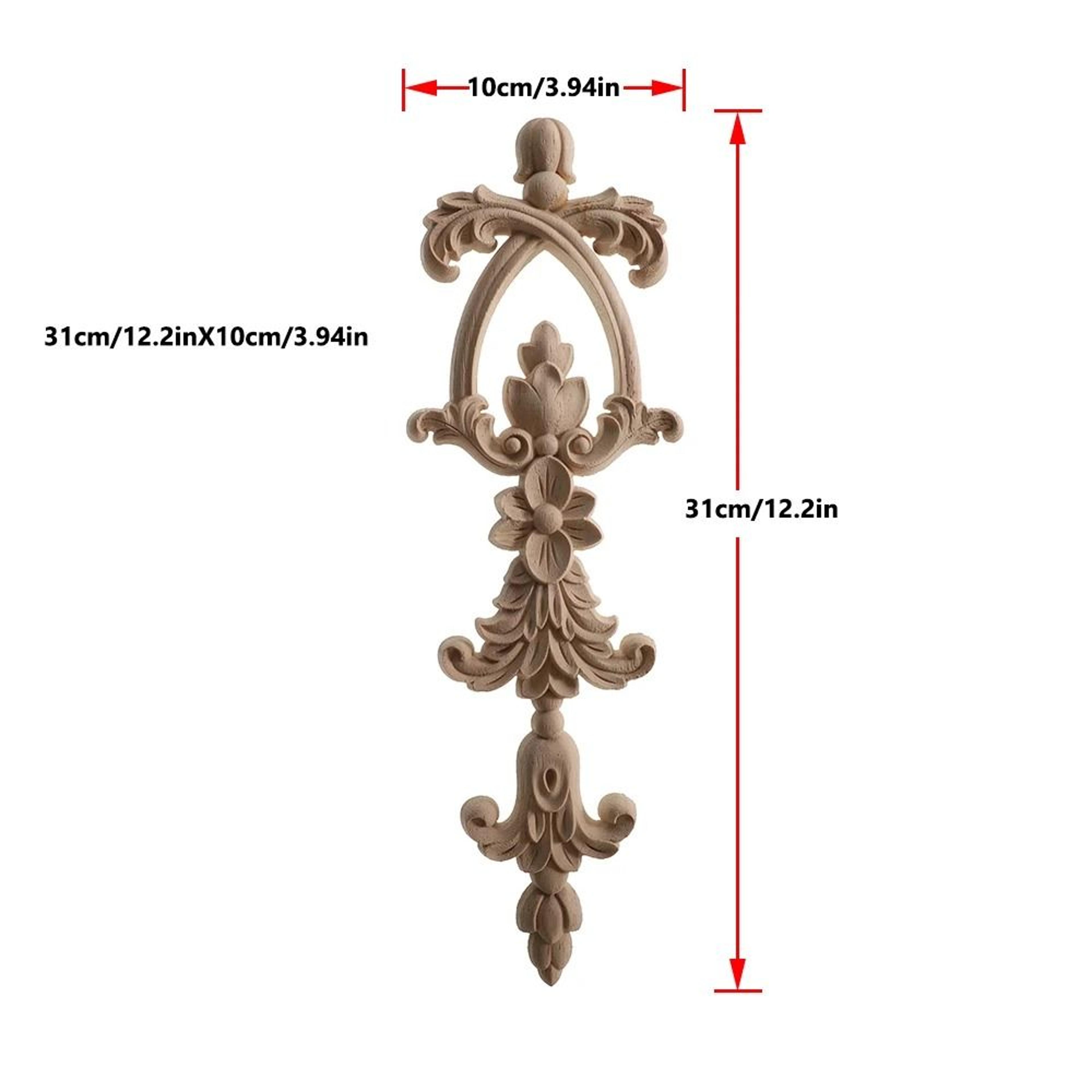 2 piece carved wooden rose applique furniture decorative trim set