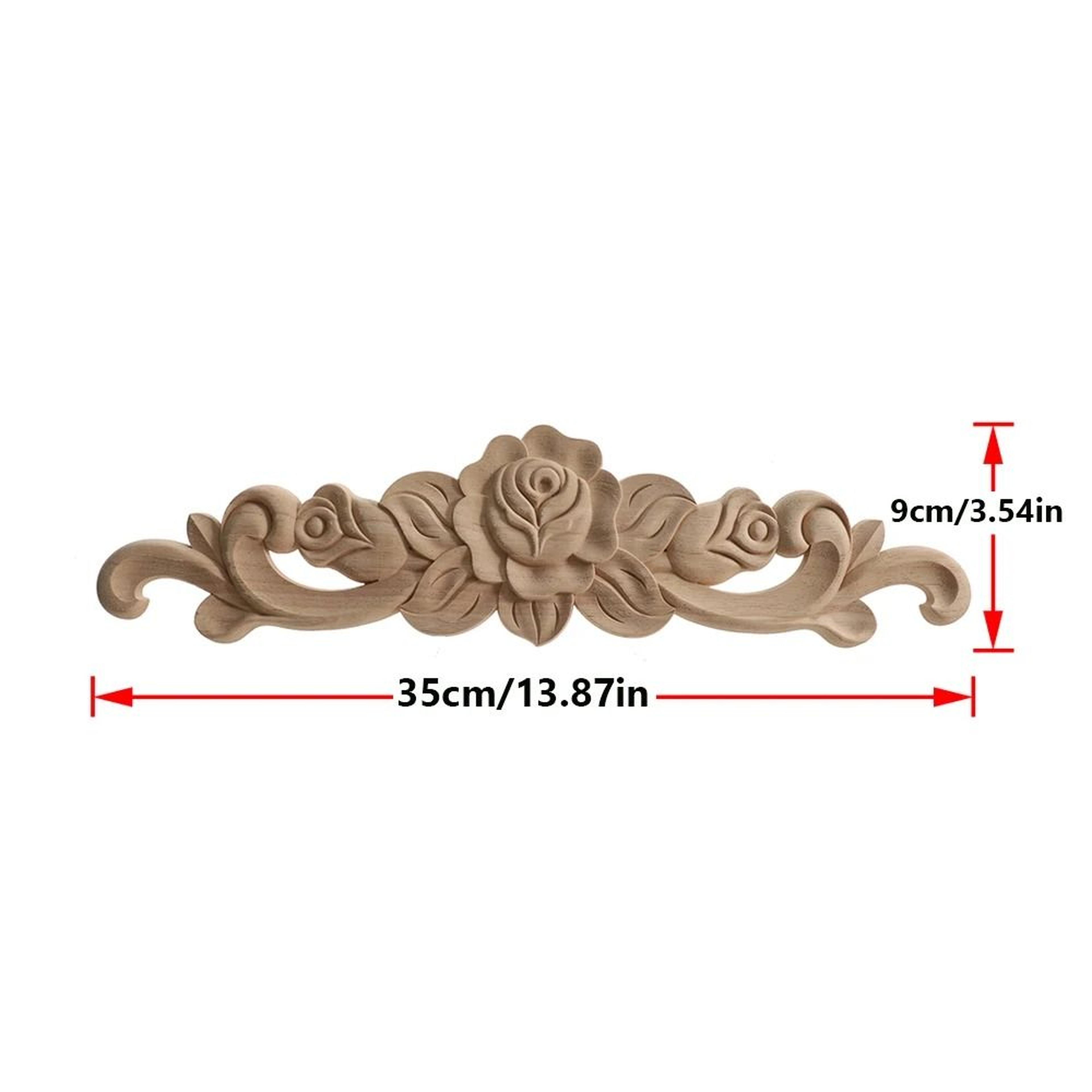 2 Piece Carved Wooden Rose Applique Furniture Decorative Trim Set 4