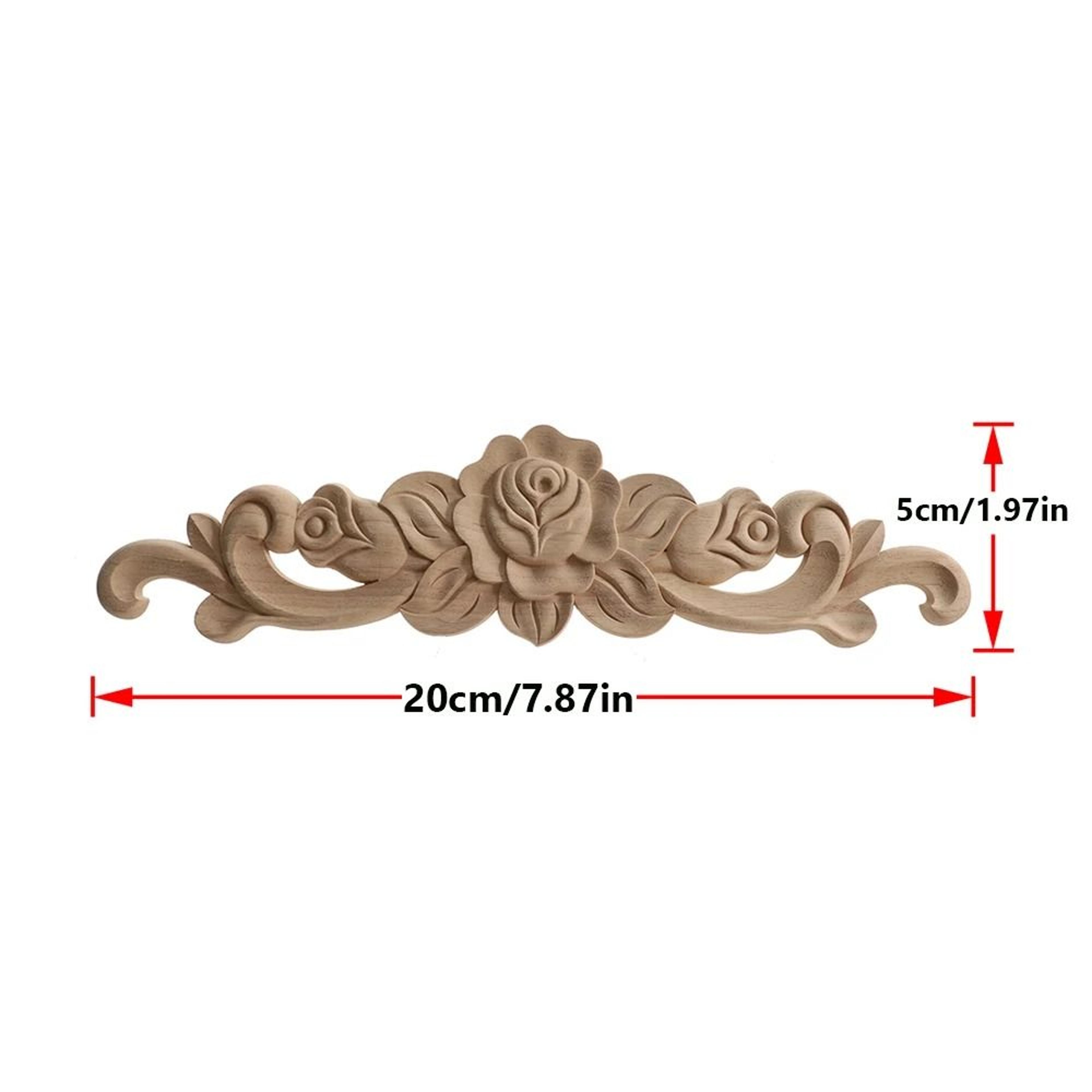 2 Piece Carved Wooden Rose Applique Furniture Decorative Trim Set 6
