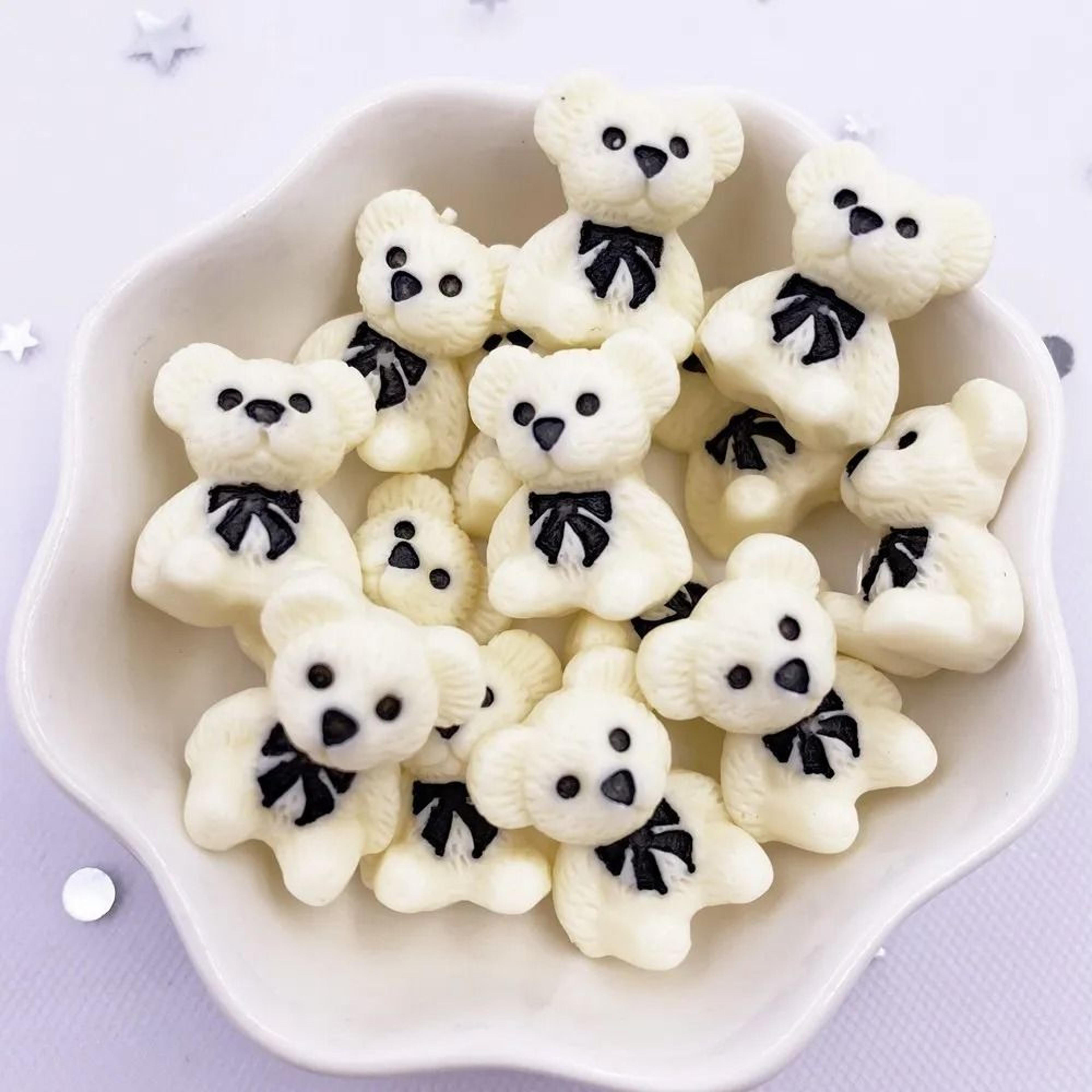 Kawaii Bear Figurines Resin Craft Embellishments Mini Bear Decorations Set 3